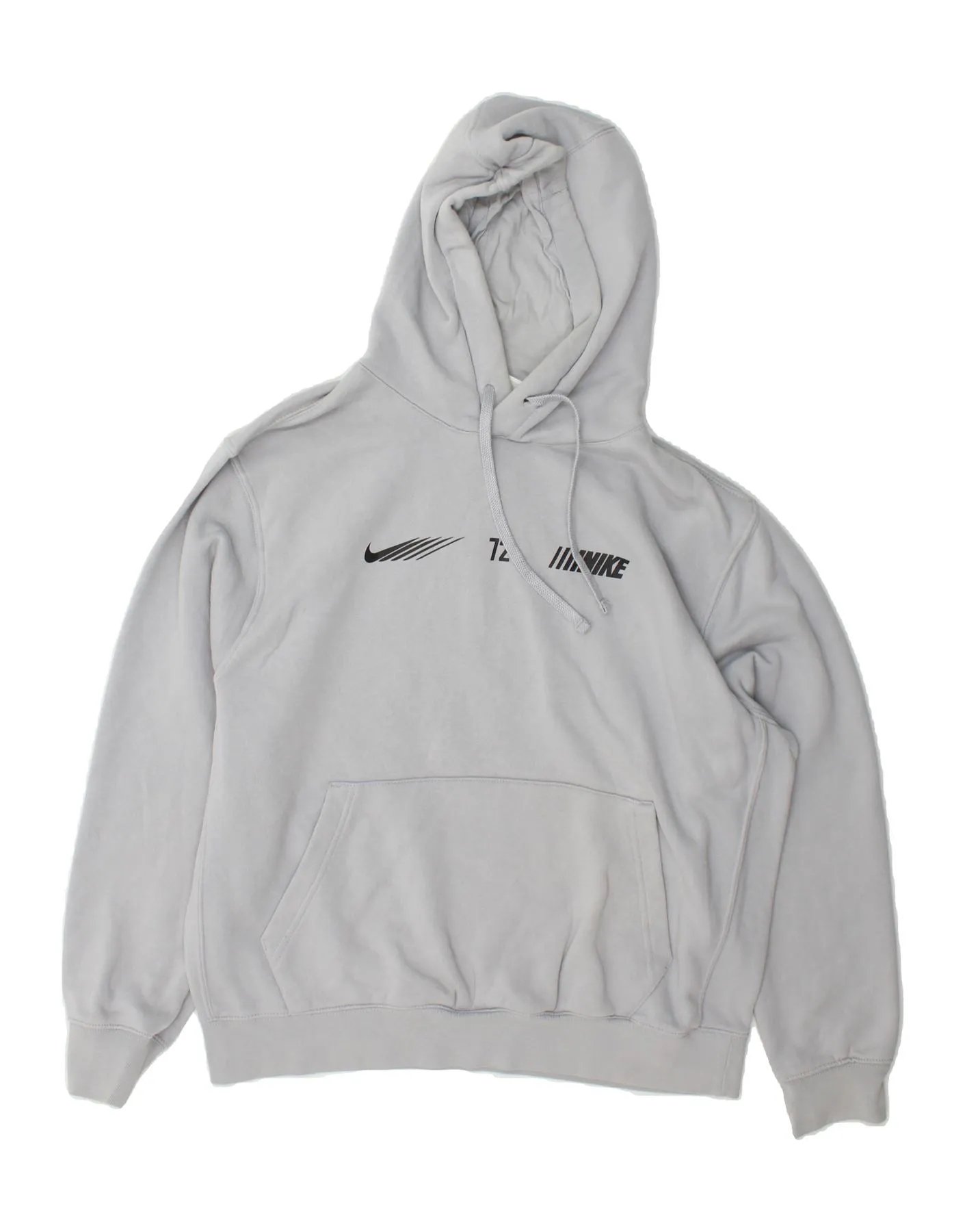 NIKE Mens Graphic Hoodie Jumper Large Grey Cotton