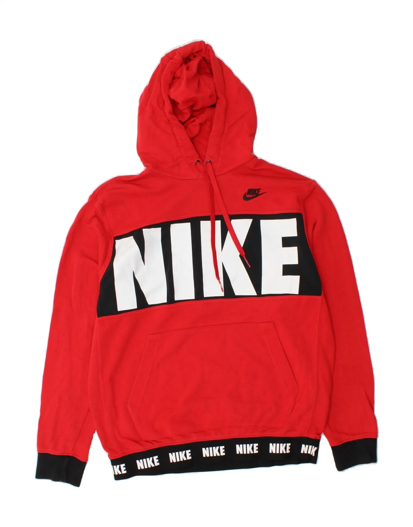 NIKE Mens Graphic Hoodie Jumper Medium Red Cotton