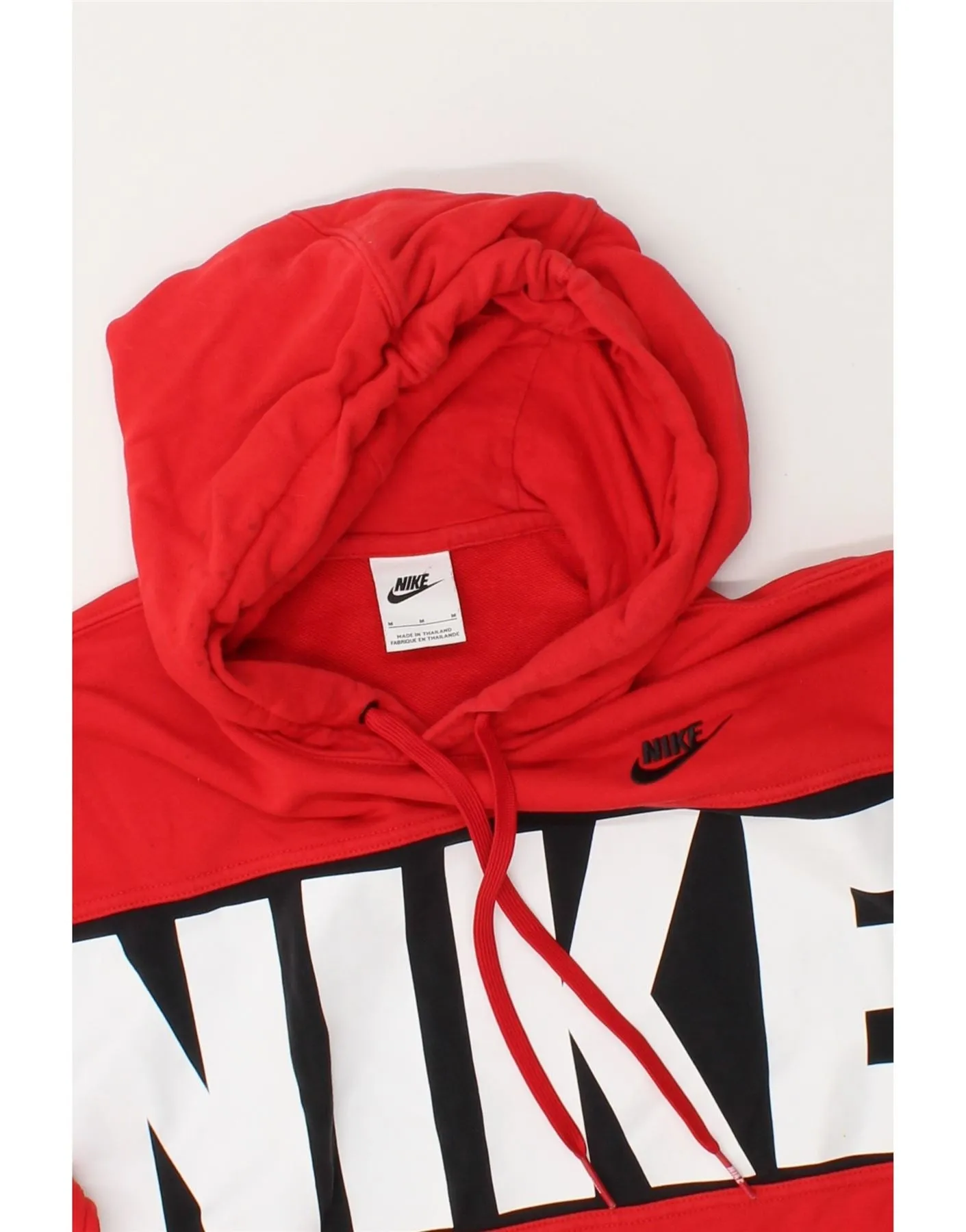 NIKE Mens Graphic Hoodie Jumper Medium Red Cotton
