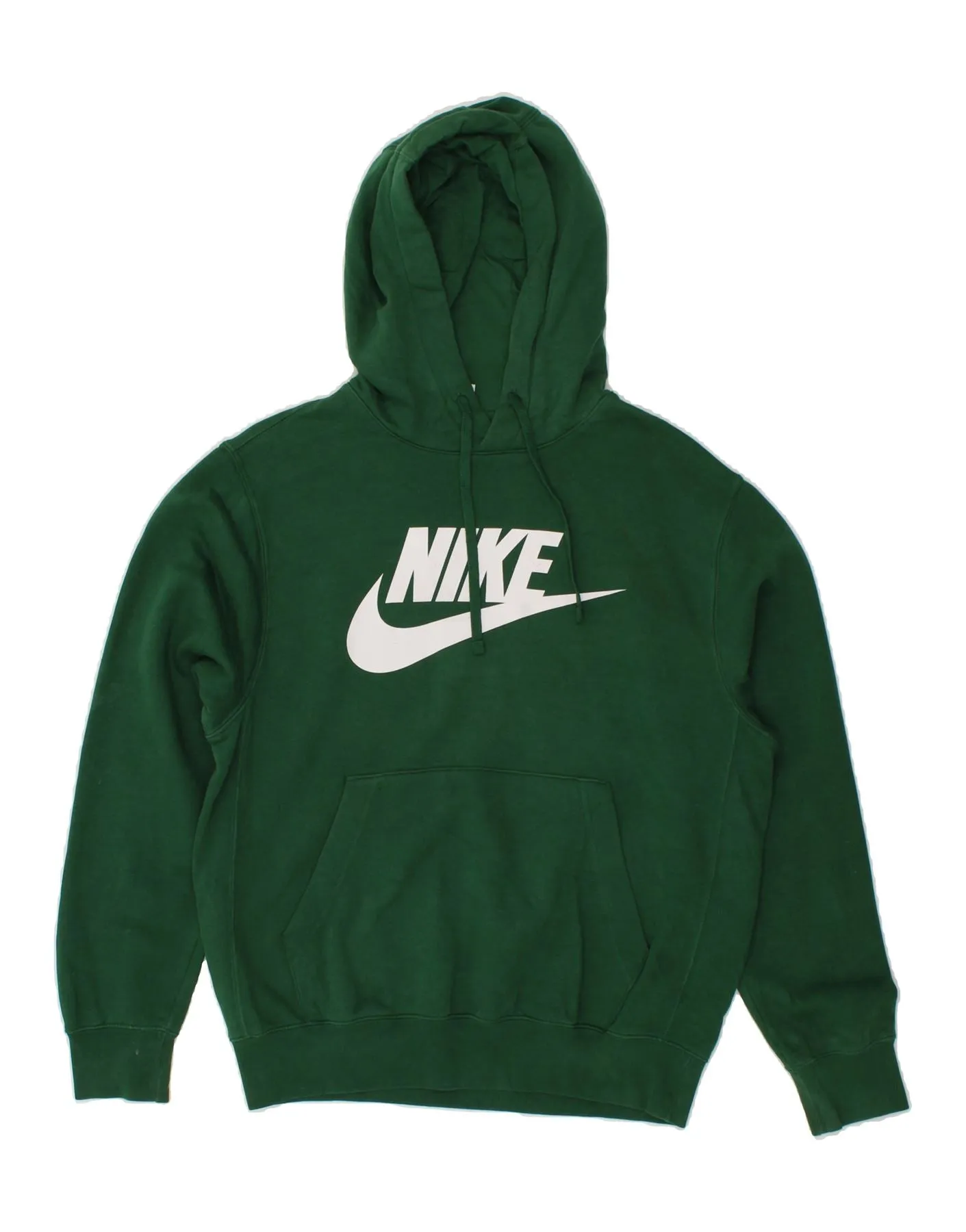 NIKE Mens Graphic Hoodie Jumper Small Green Cotton