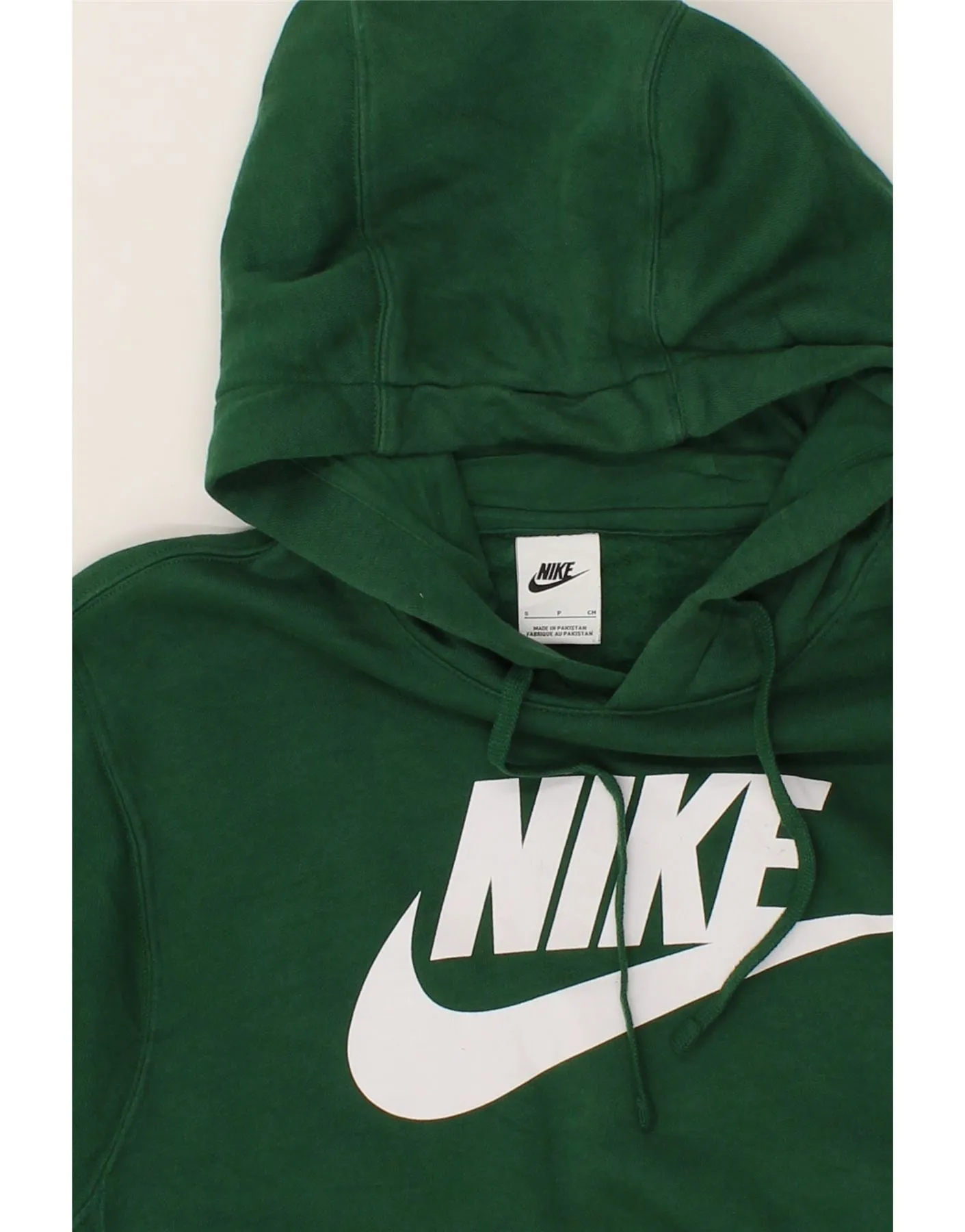 NIKE Mens Graphic Hoodie Jumper Small Green Cotton