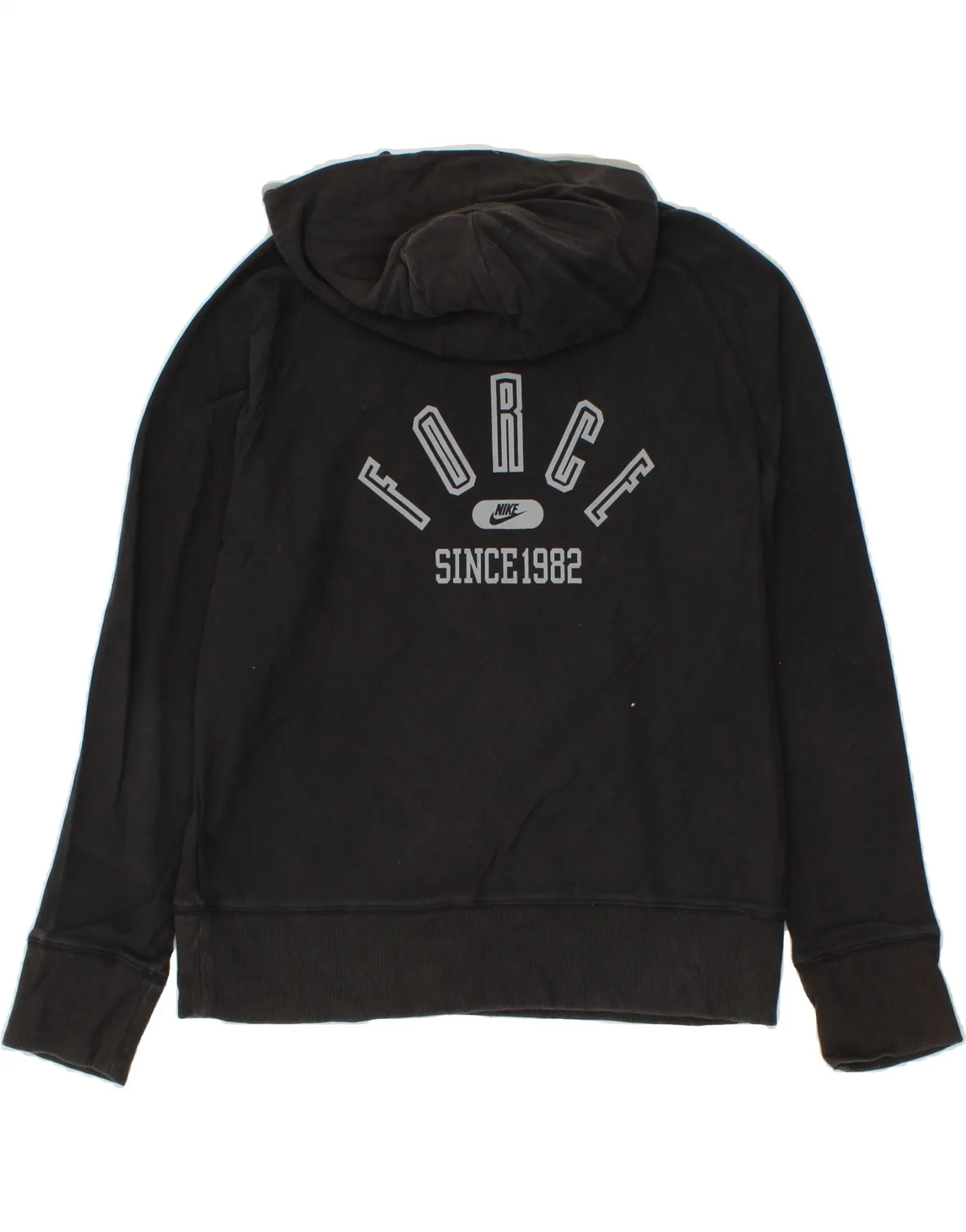 NIKE Mens Graphic Hoodie Jumper UK 36/38 Small Black Cotton