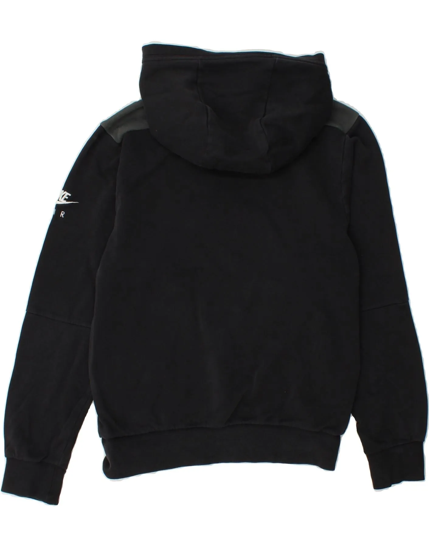 NIKE Mens Graphic Hoodie Jumper XS Black Colourblock Cotton