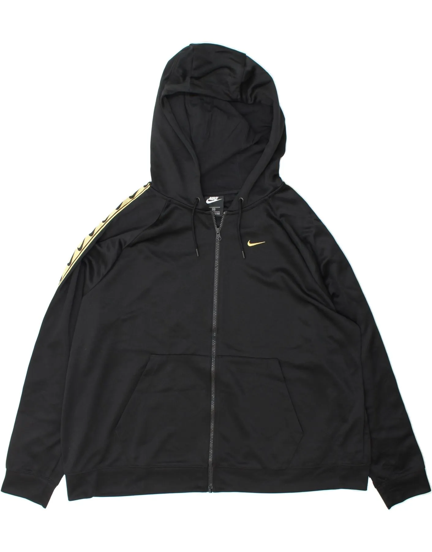 NIKE Mens Graphic Zip Hoodie Sweater 2XL Black Polyester