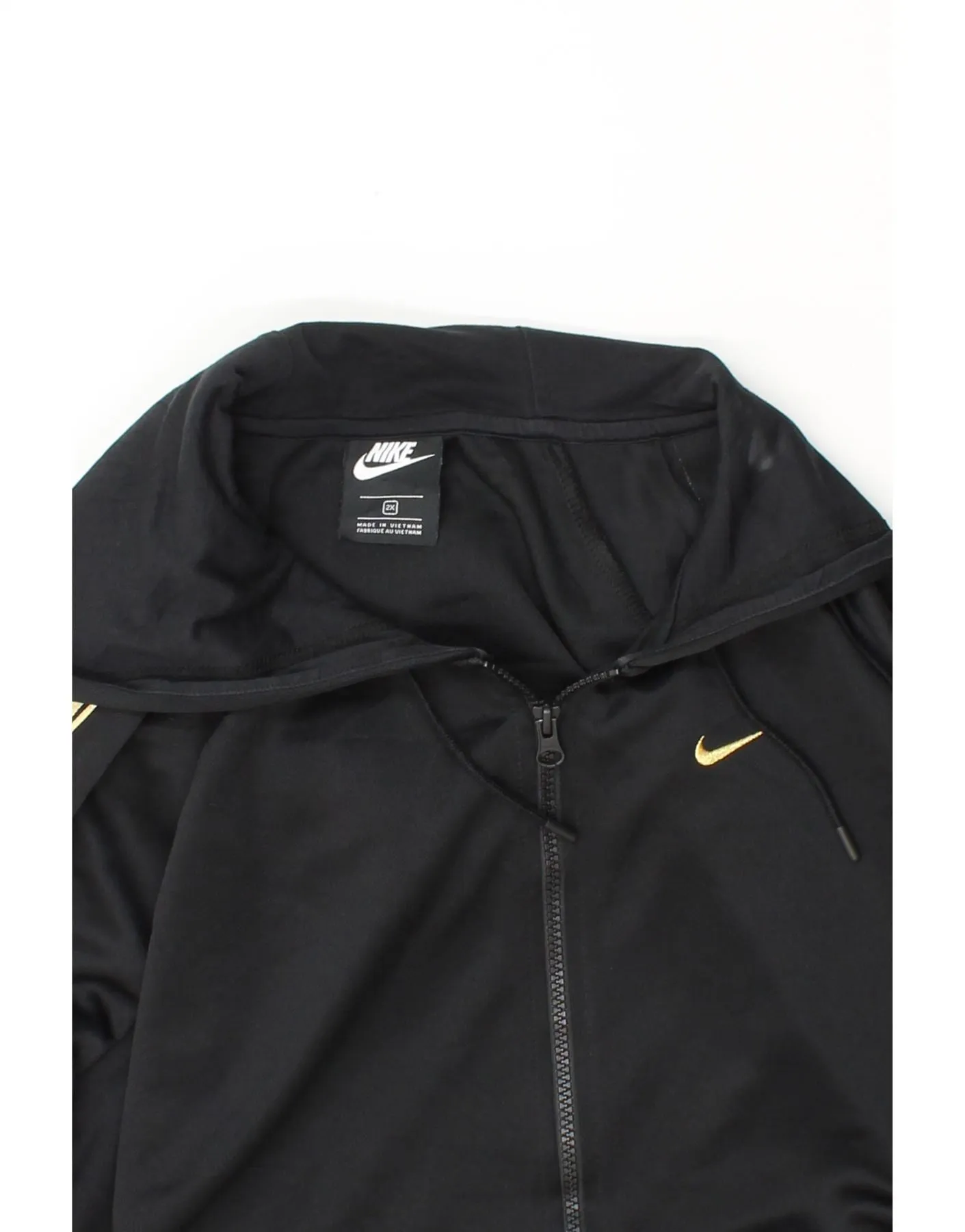 NIKE Mens Graphic Zip Hoodie Sweater 2XL Black Polyester