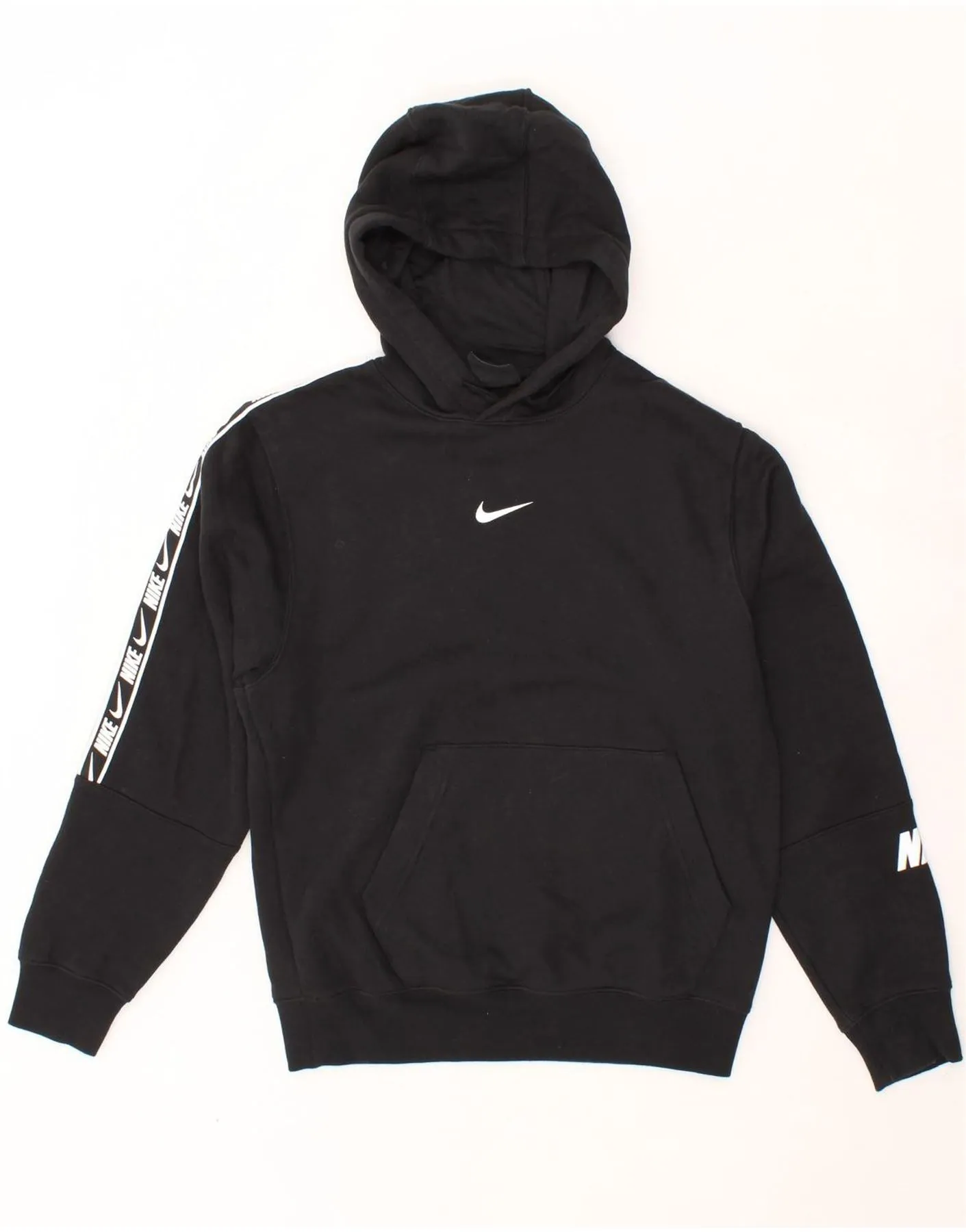 NIKE Mens Standard Fit Graphic Hoodie Jumper XS Black Cotton