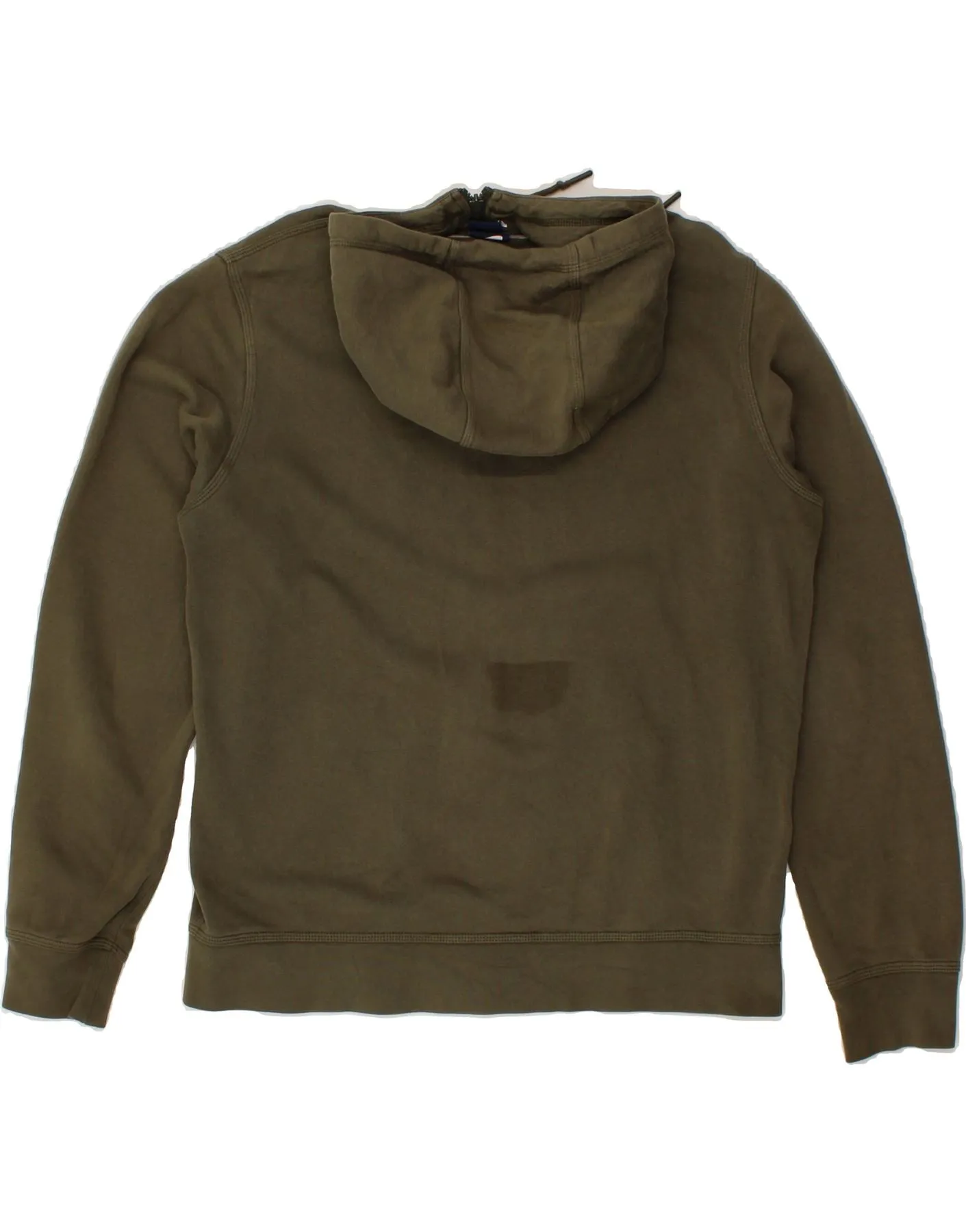 NIKE Mens Zip Hoodie Sweater Large Khaki Cotton