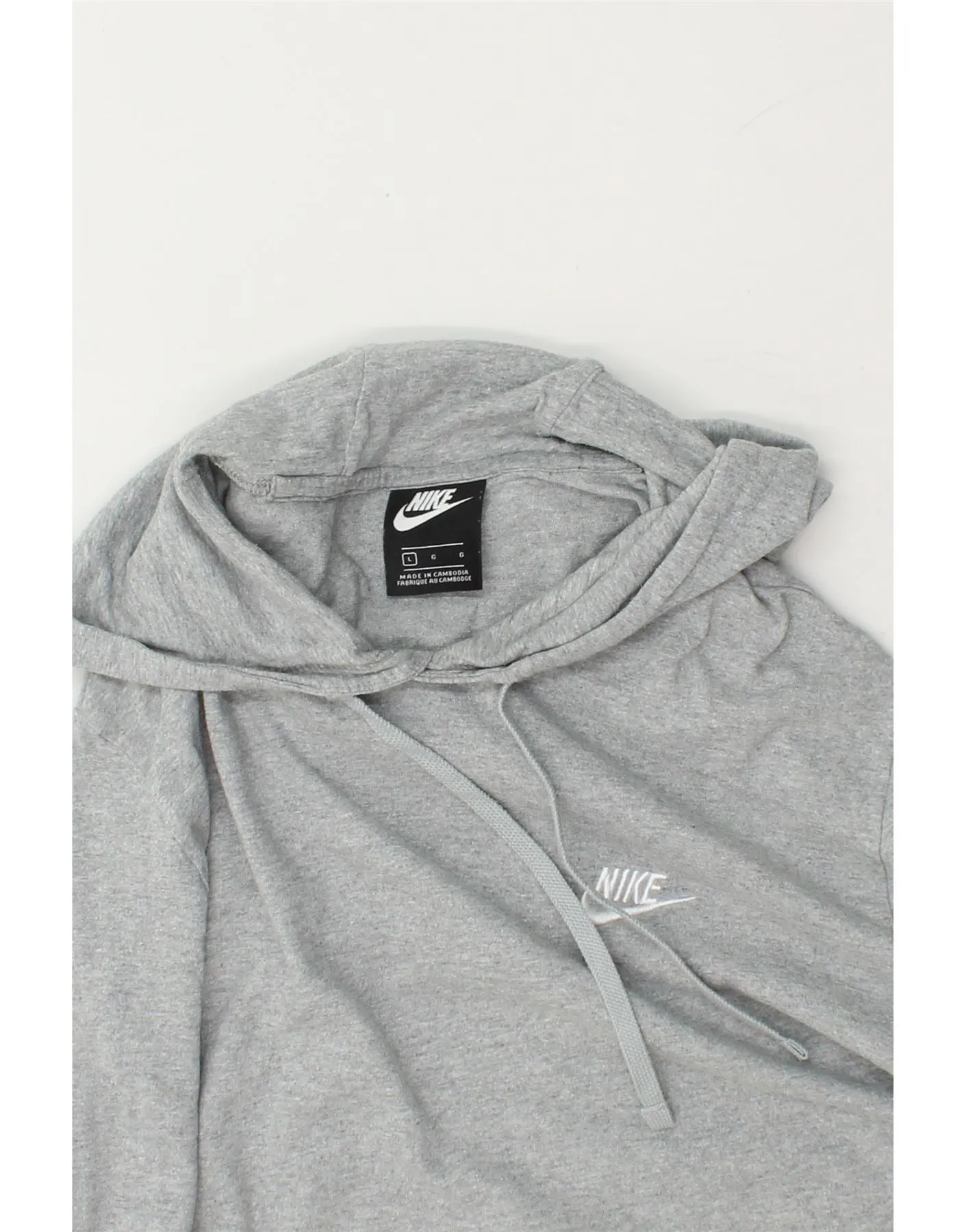 NIKE Womens Hoodie Jumper UK 16 Large Grey Cotton