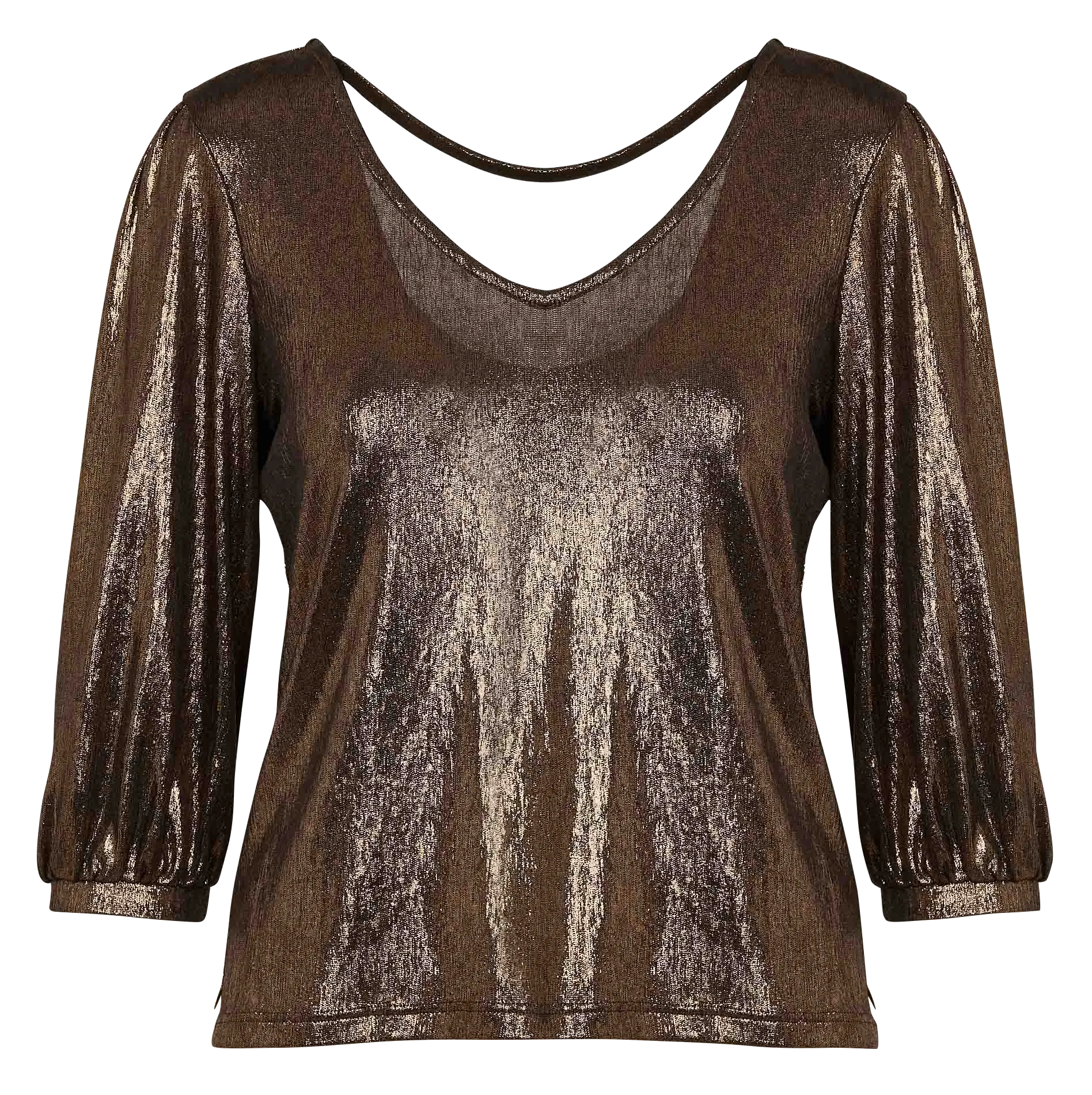  ONE STEP   MABEL - Maglietta diritta metallizzata | Marrone