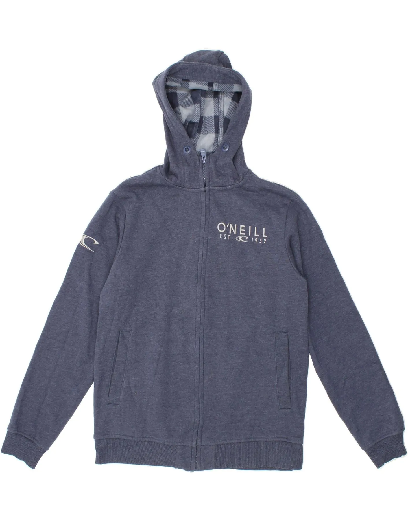 O'NEILL Mens Graphic Zip Hoodie Sweater 2XL Navy Blue Cotton
