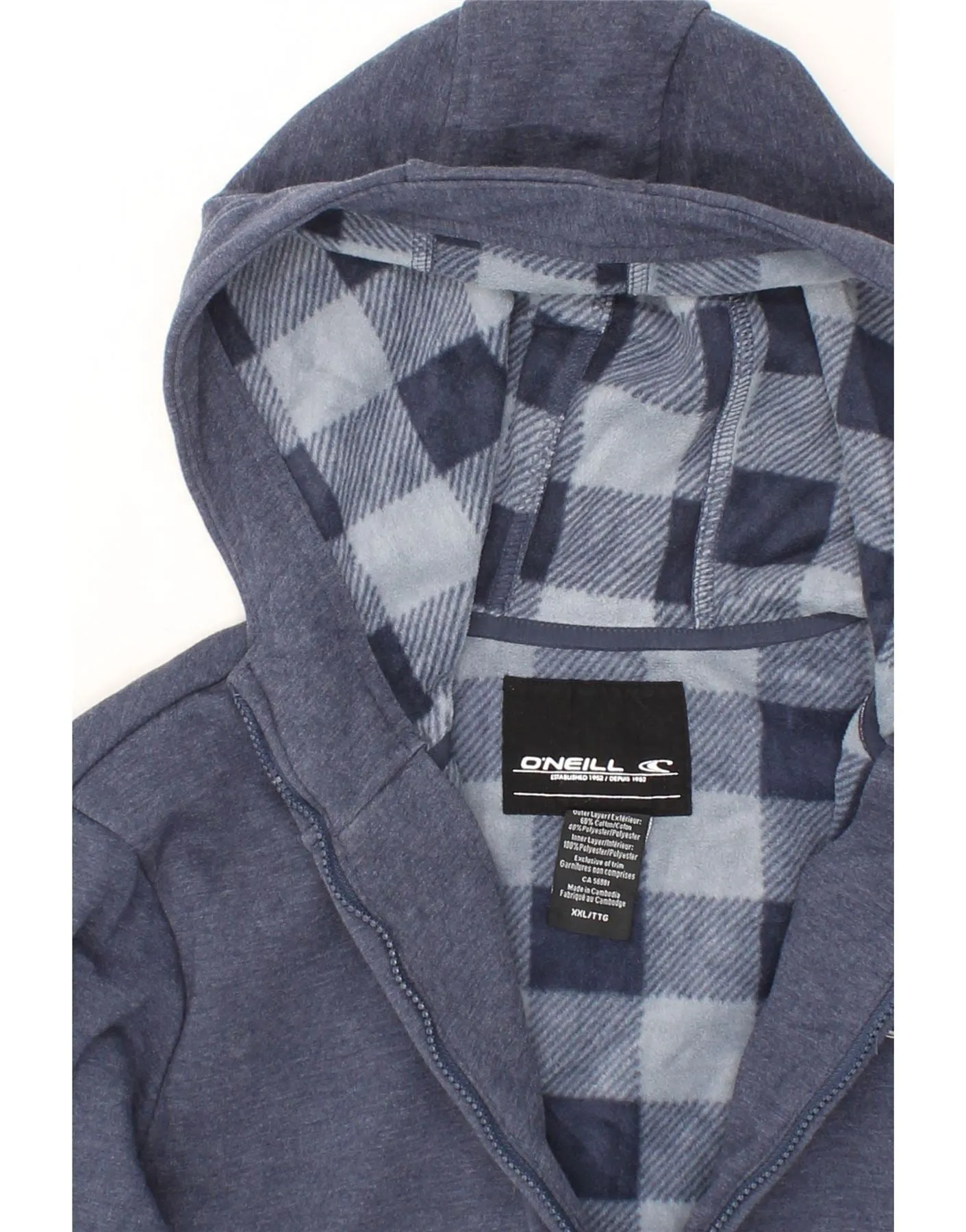 O'NEILL Mens Graphic Zip Hoodie Sweater 2XL Navy Blue Cotton