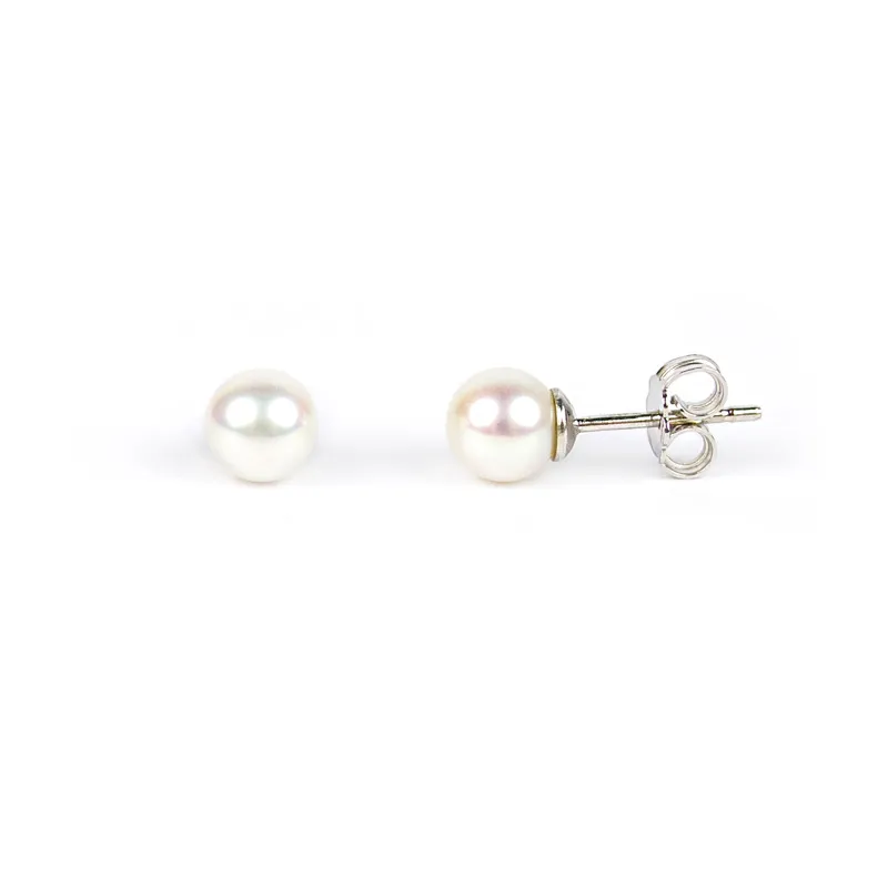 Orecchini perle coltivate acqua dolce mm 6-6,5 oro bianco