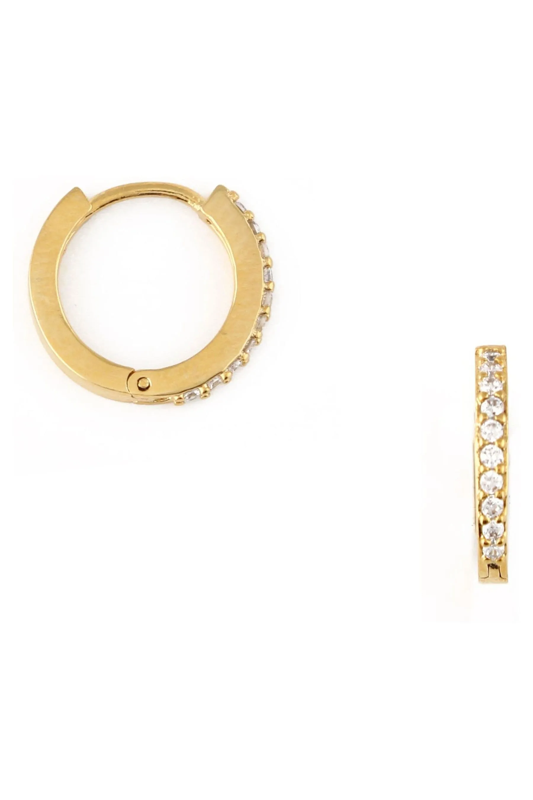 Orelia London Oro - Orecchini a cerchio piccoli placcati da 12 mm con pavé
