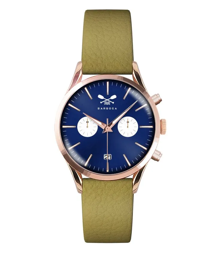 OROLOGIO CRONO SUNRAY BLU dm. 36,5 PELLE STAMPA OCRA