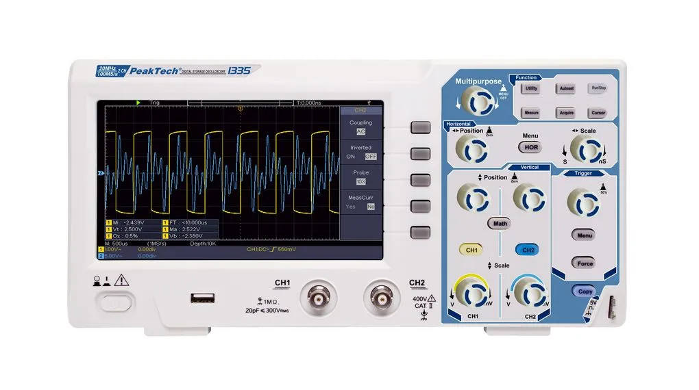 Oscilloscopio Da banco PeakTech, 2 ch. analogici, 20MHz