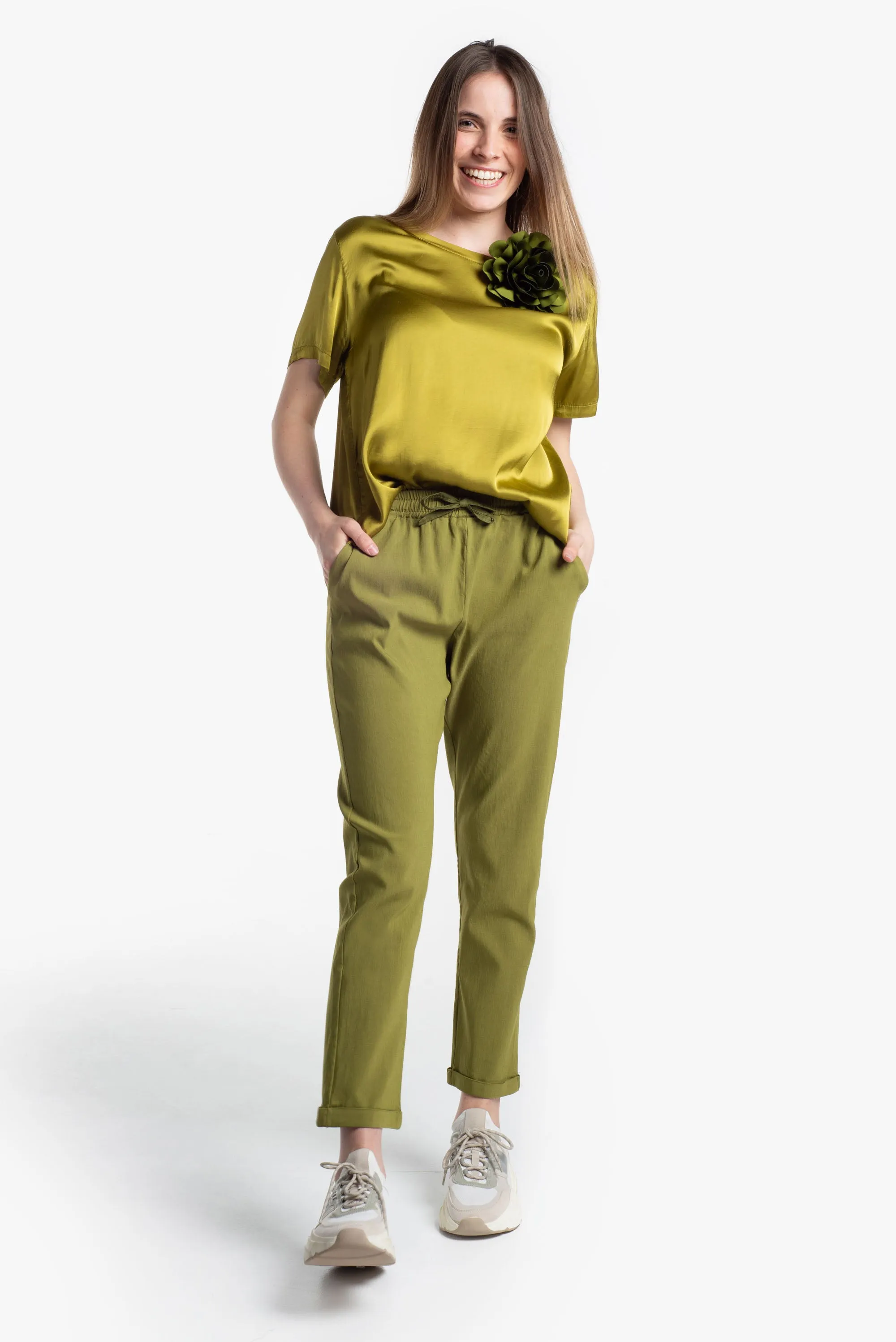 Pantalone jogger comfort fit in tessuto di bengalina