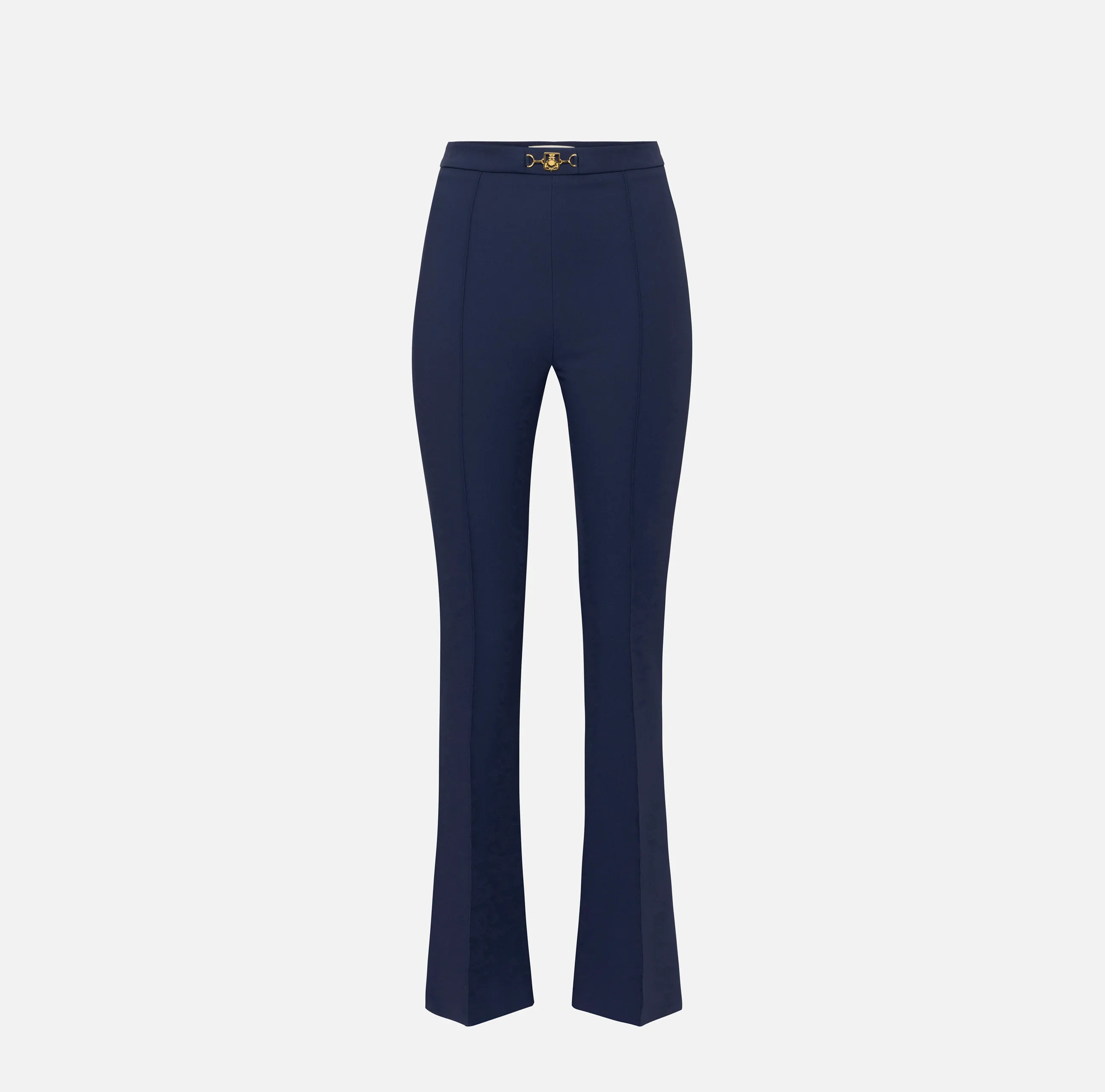 Pantalone palazzo in crêpe stretch con morsetto