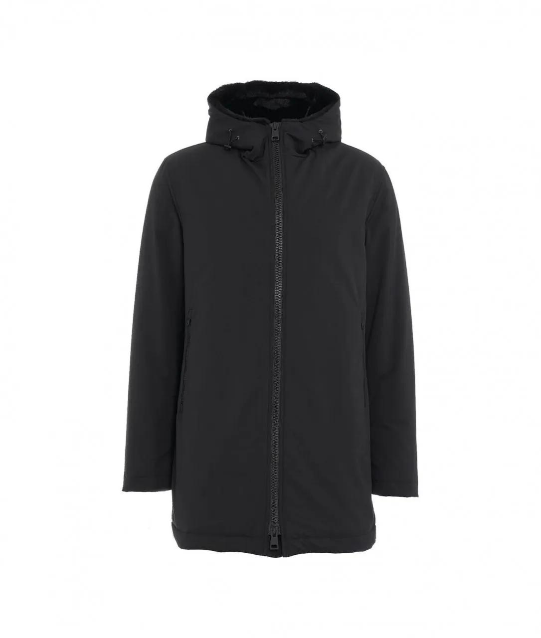 Parka con eco pelliccia nero nero