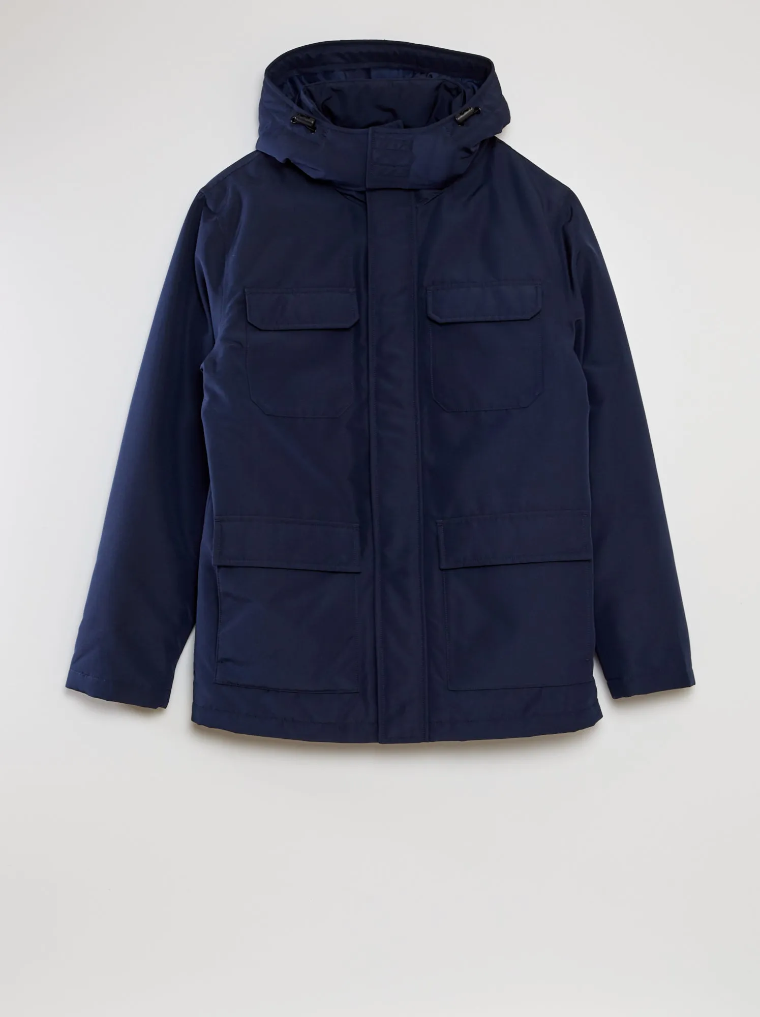 Parka corto impermeabile con cappuccio - BLU