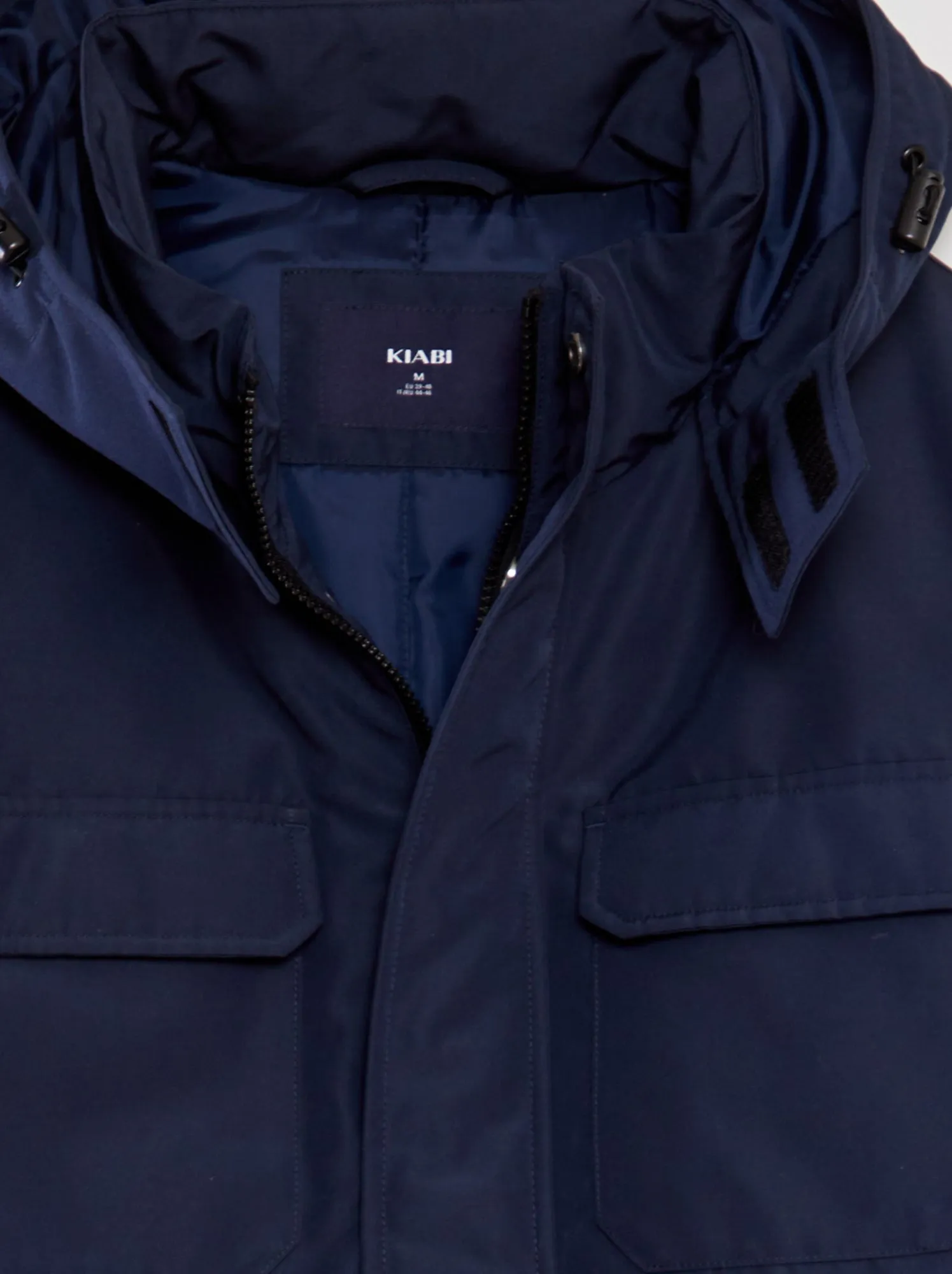 Parka corto impermeabile con cappuccio - BLU