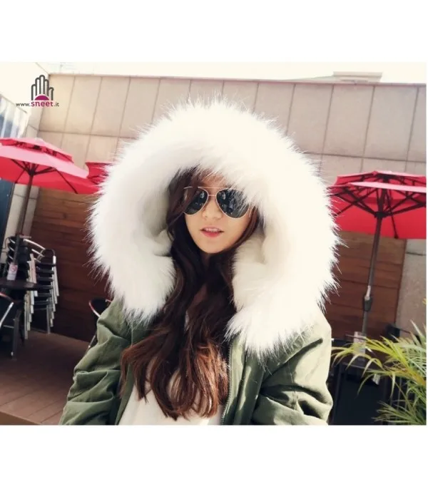 Parka lungo cappuccio bianco - Dream Shop