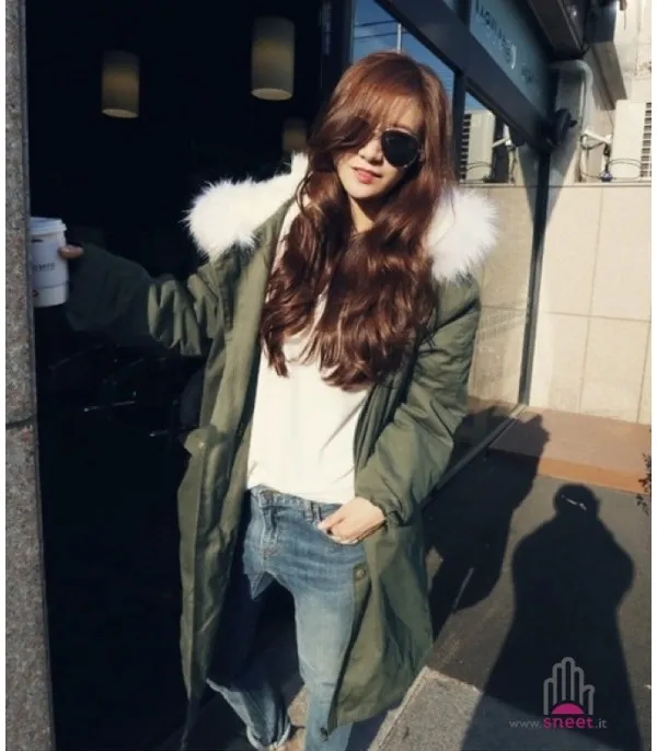 Parka lungo cappuccio bianco - Dream Shop