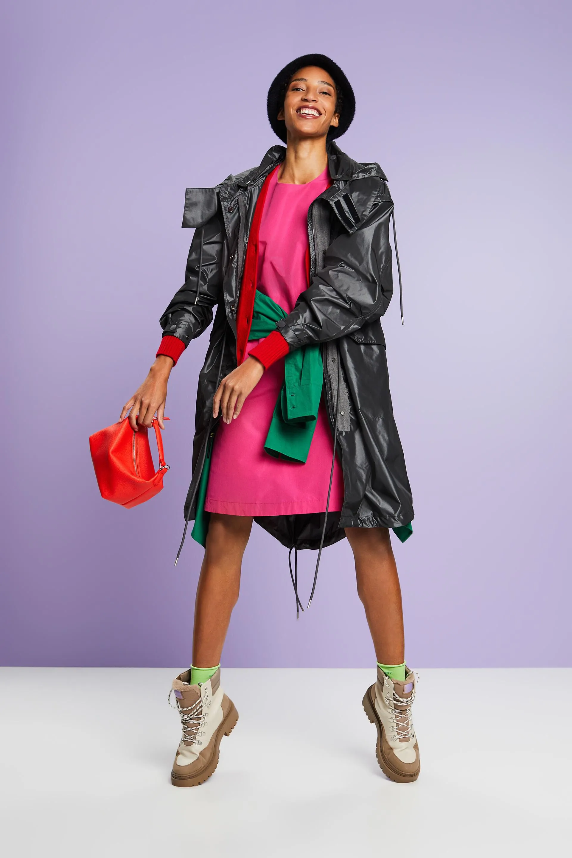 Parka metallico con cappuccio
