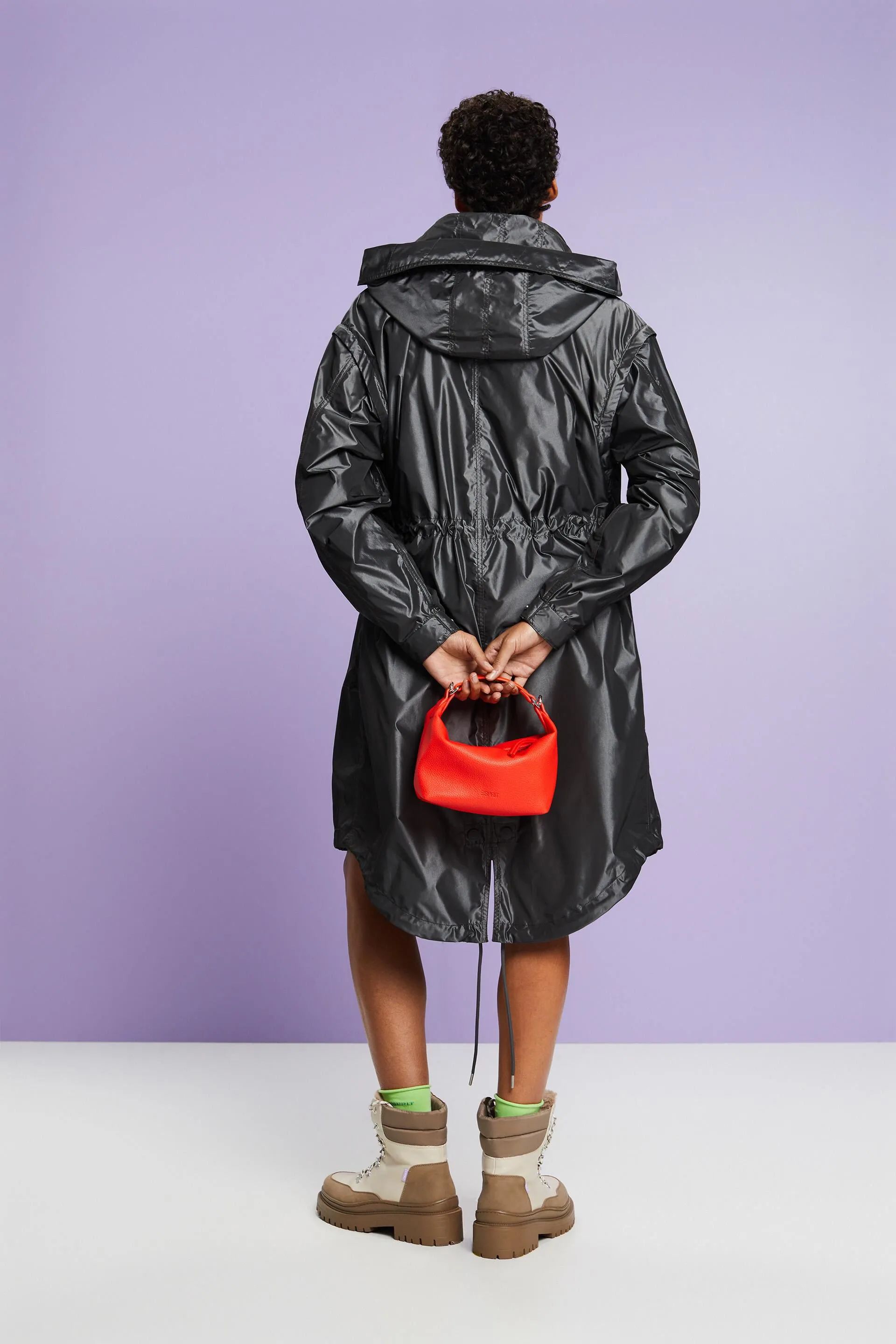 Parka metallico con cappuccio