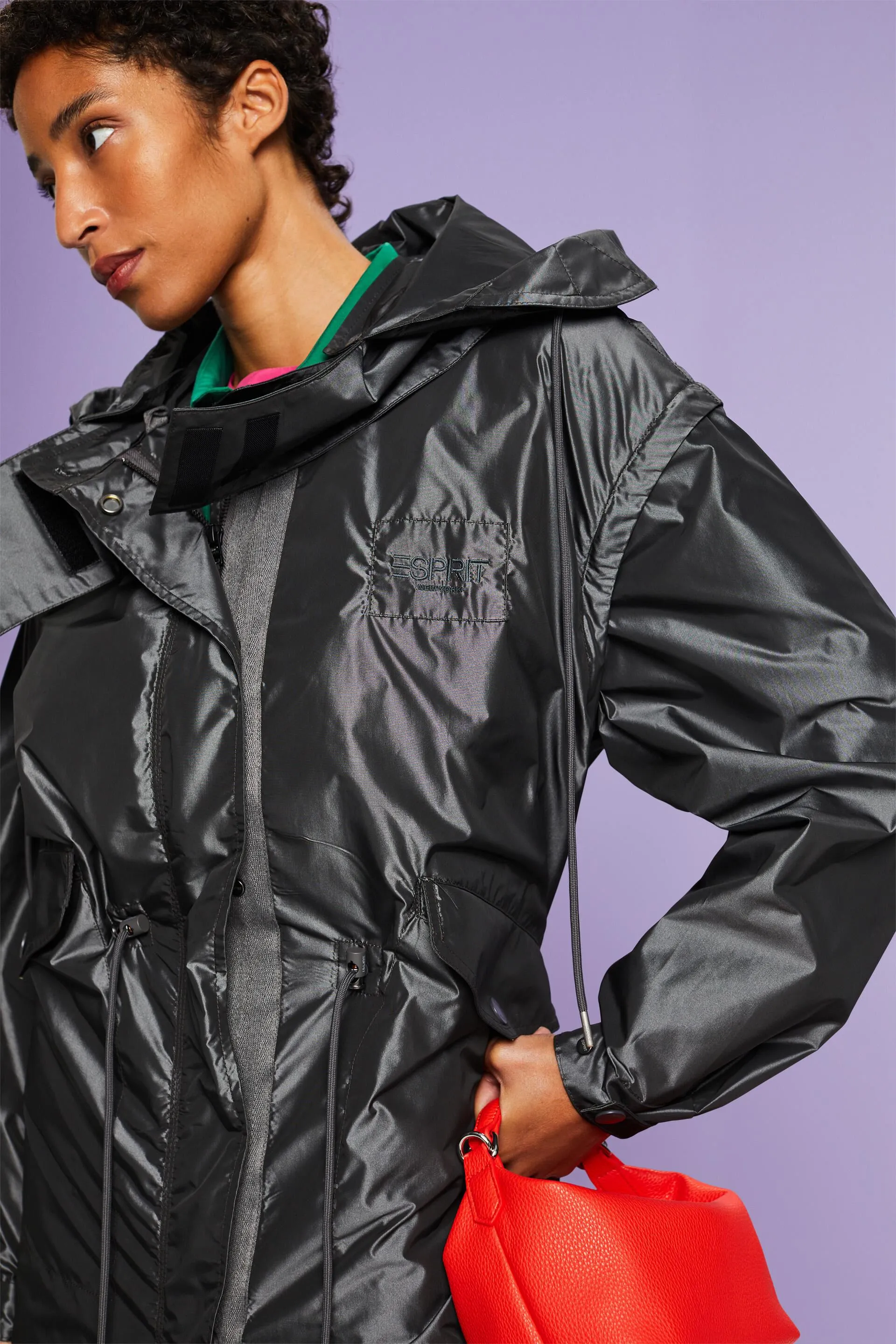 Parka metallico con cappuccio
