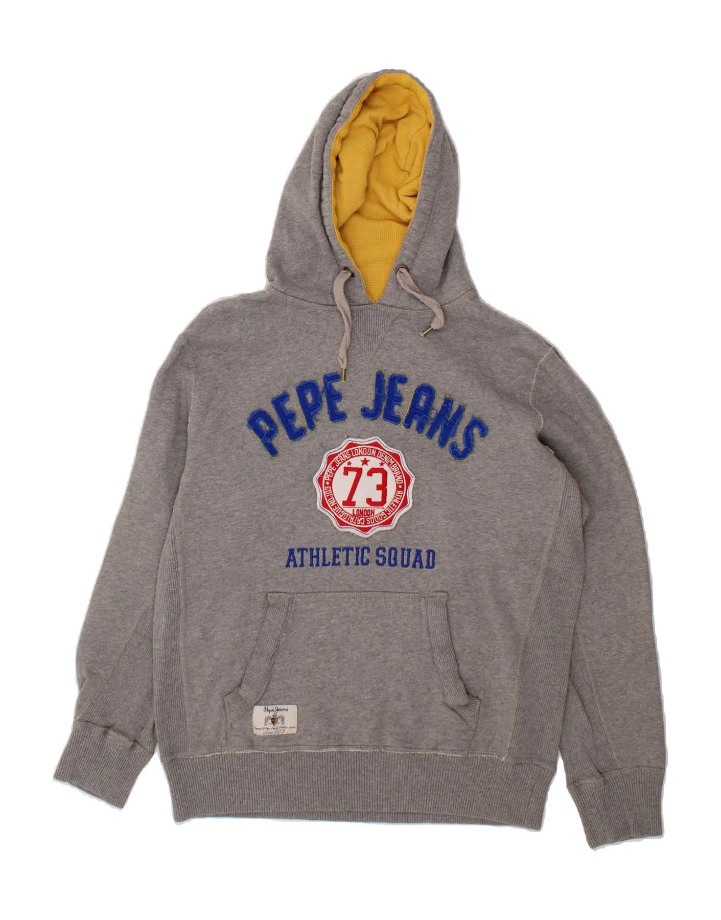 PEPE JEANS Mens Regular Fit Graphic Hoodie Jumper Medium Grey Cotton