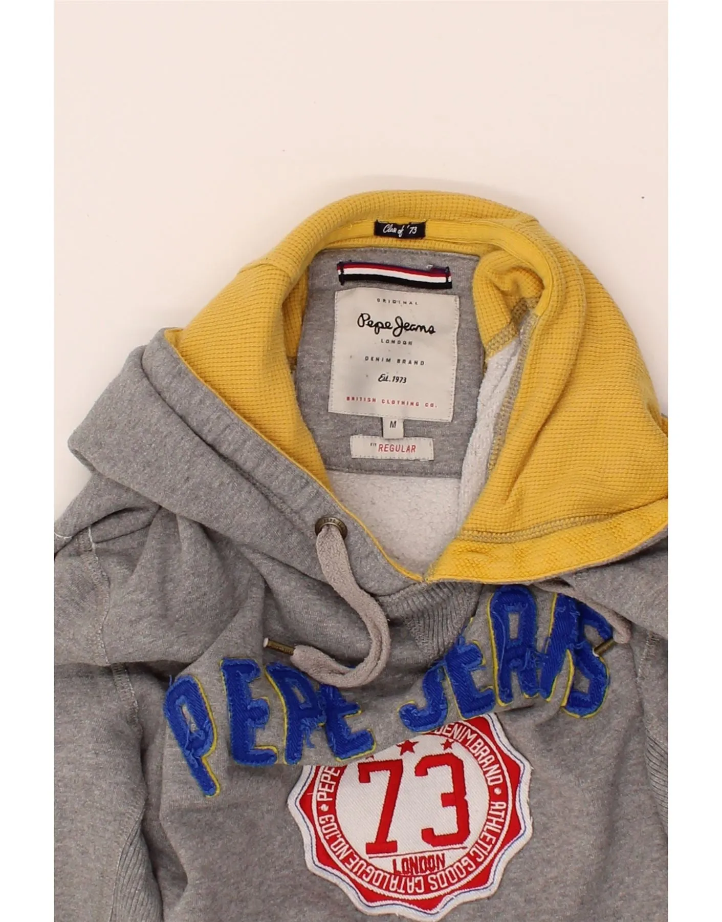 PEPE JEANS Mens Regular Fit Graphic Hoodie Jumper Medium Grey Cotton