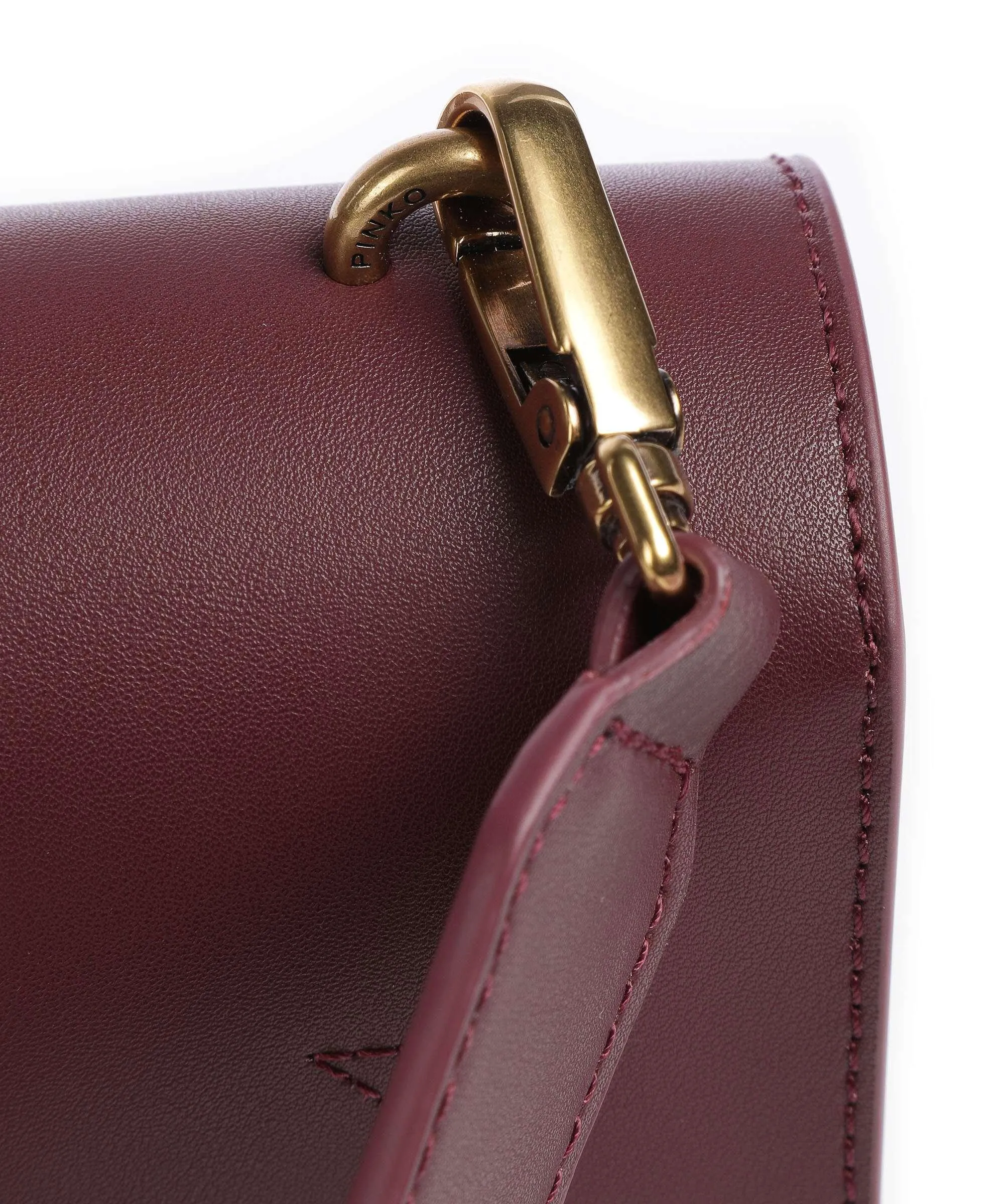  Pinko Love One Classic Borsa a tracolla pelle a grana fine vino  