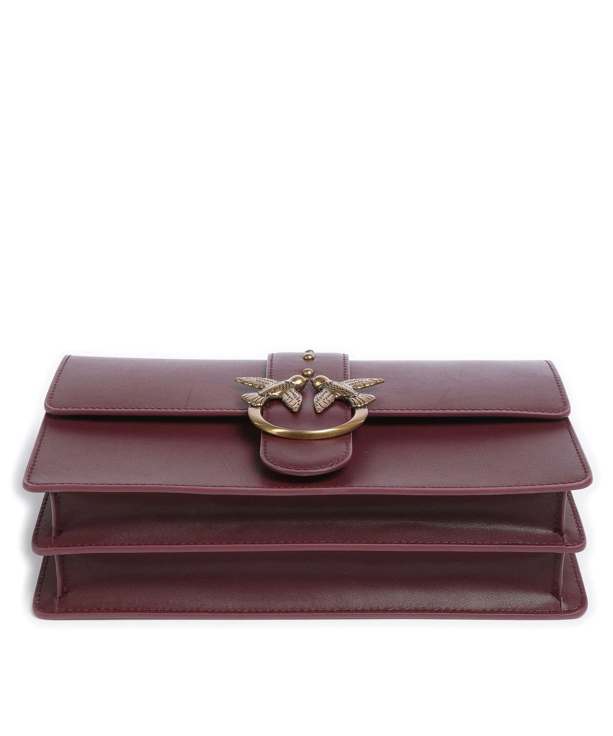  Pinko Love One Classic Borsa a tracolla pelle a grana fine vino  