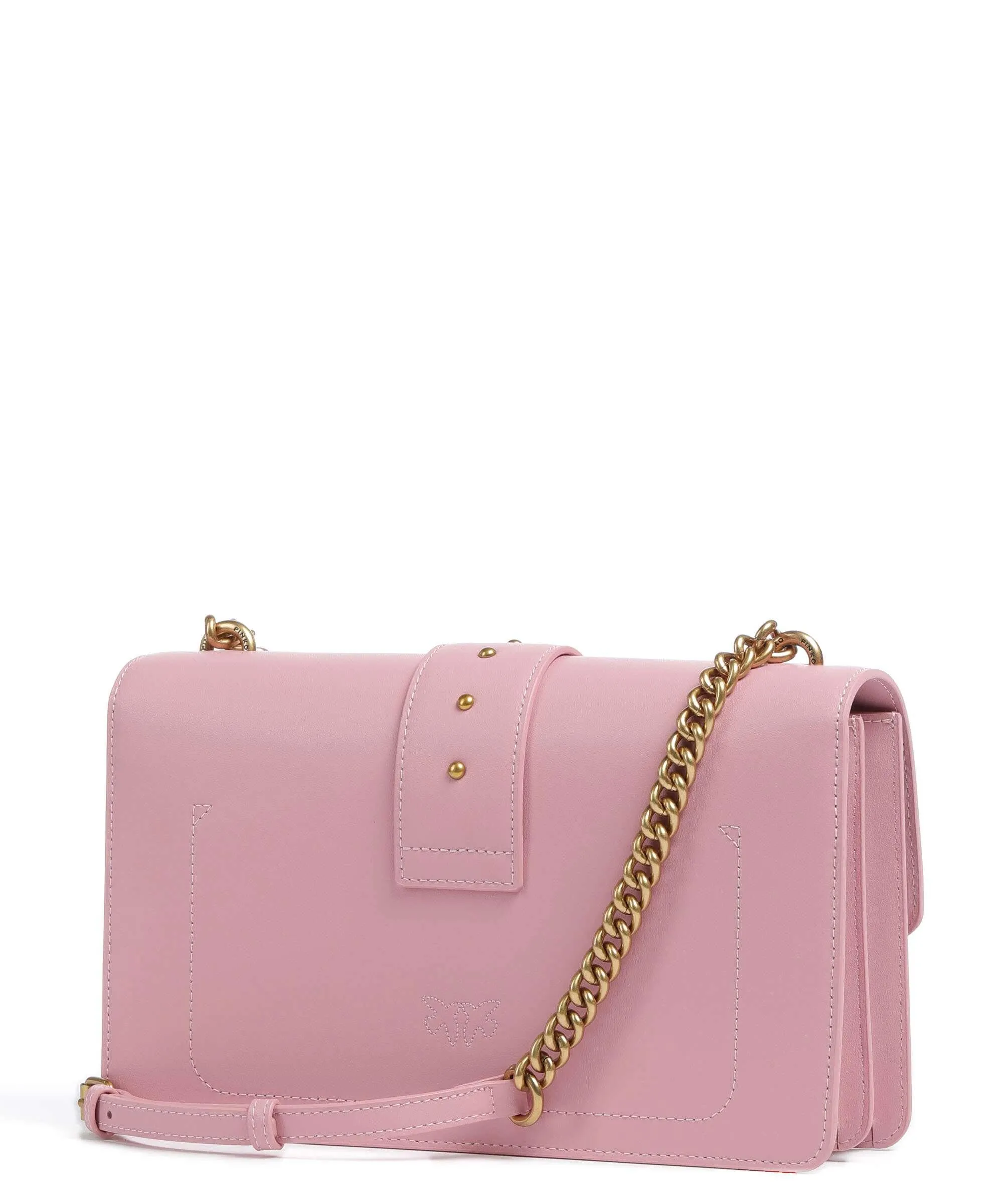  Pinko Love One Classic Borsa a tracolla pelle di vacchetta finemente grana rosa antico  