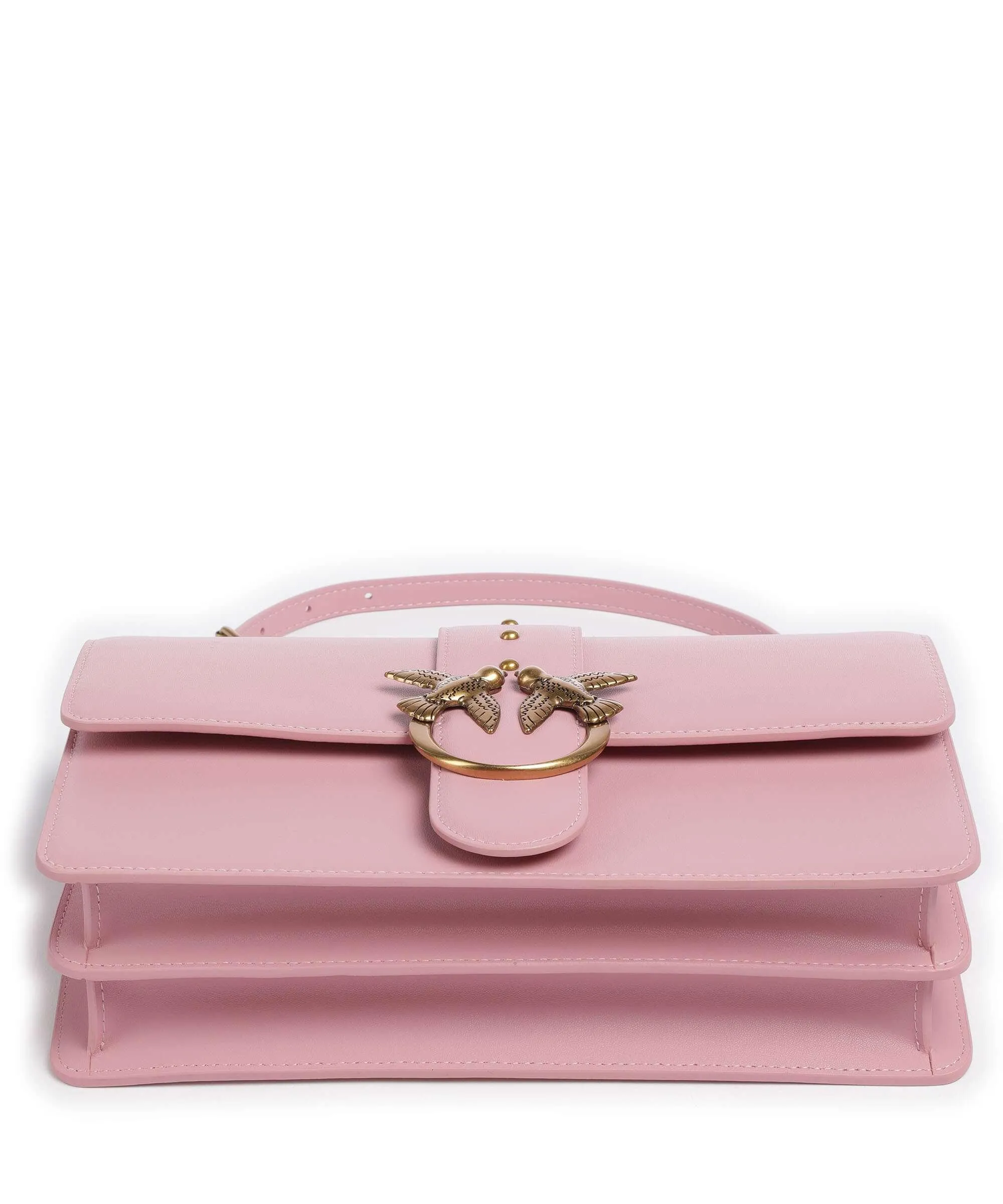  Pinko Love One Classic Borsa a tracolla pelle di vacchetta finemente grana rosa antico  