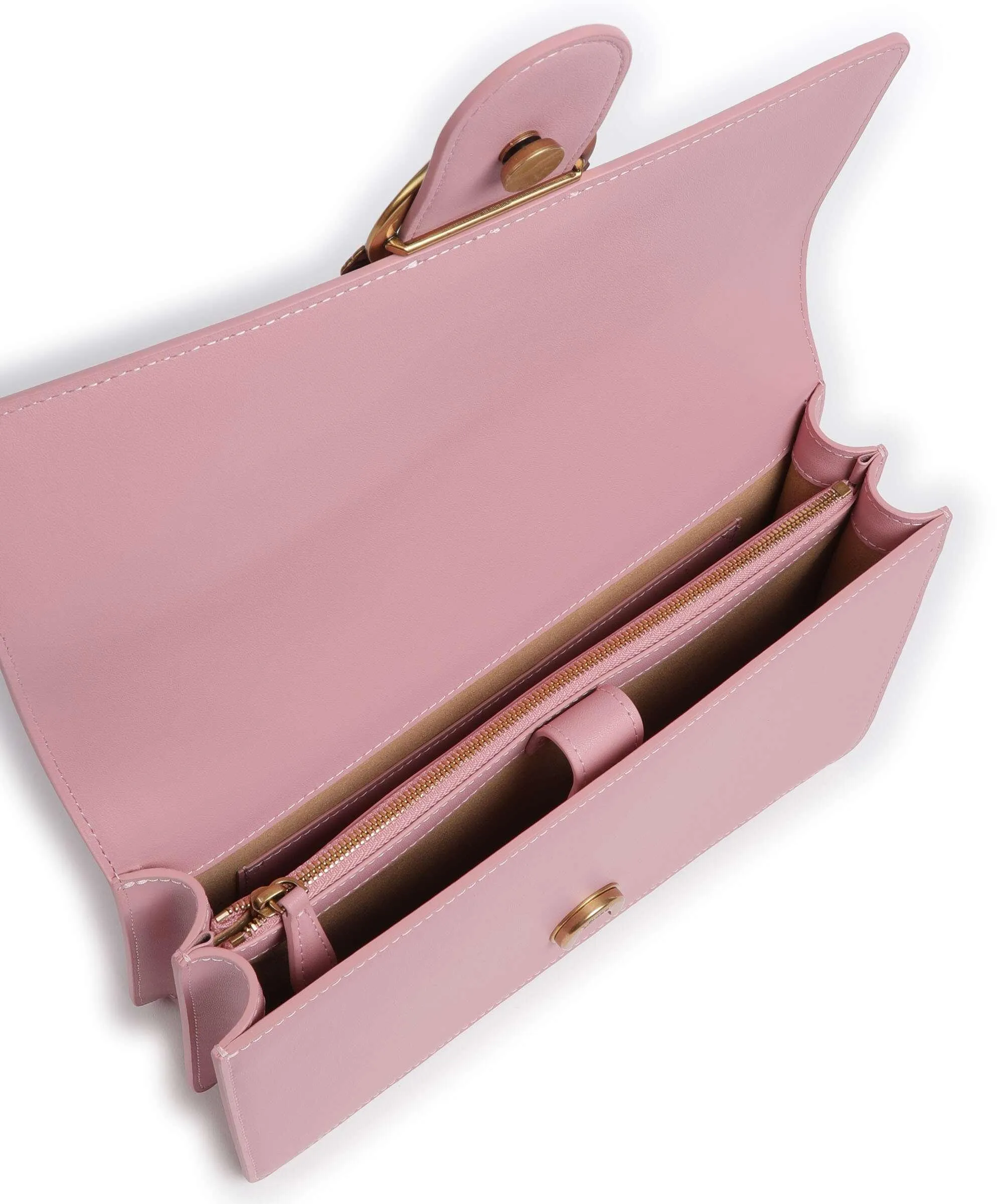  Pinko Love One Classic Borsa a tracolla pelle di vacchetta finemente grana rosa antico  