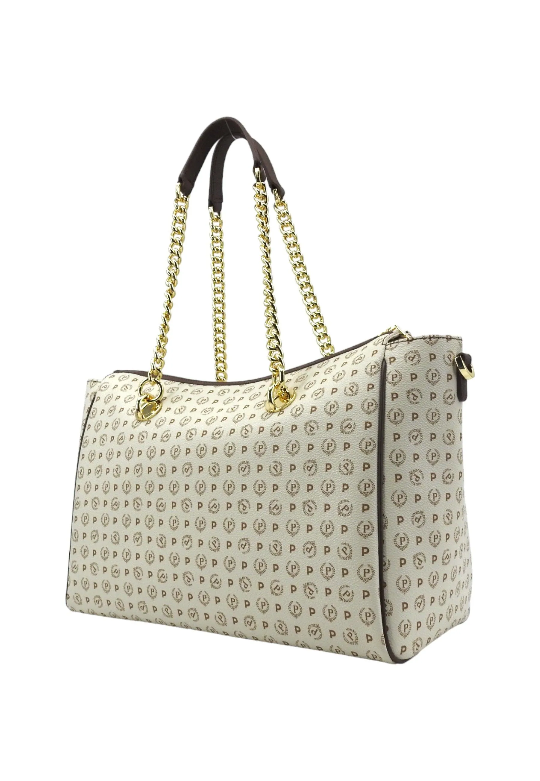 POLLINI Borsa Tote Donna Avorio Marrone TE8518PP0HQ1110C