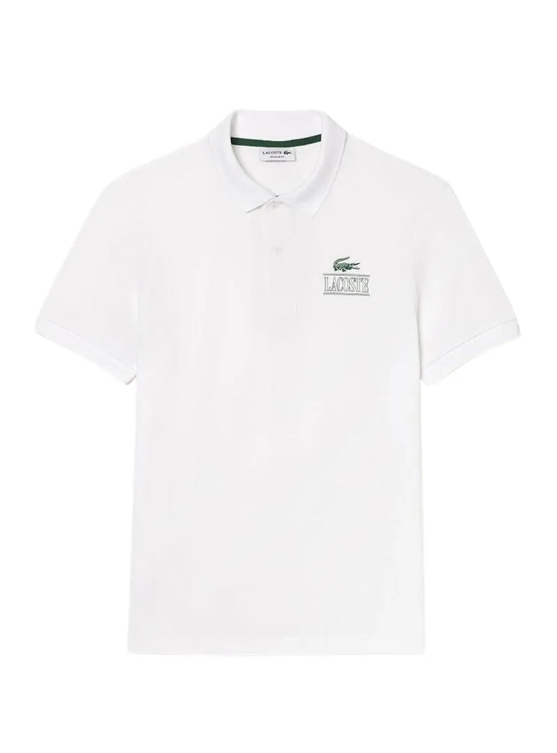 Polo Lacoste Unisex Piqué Stampato 3D Bianco