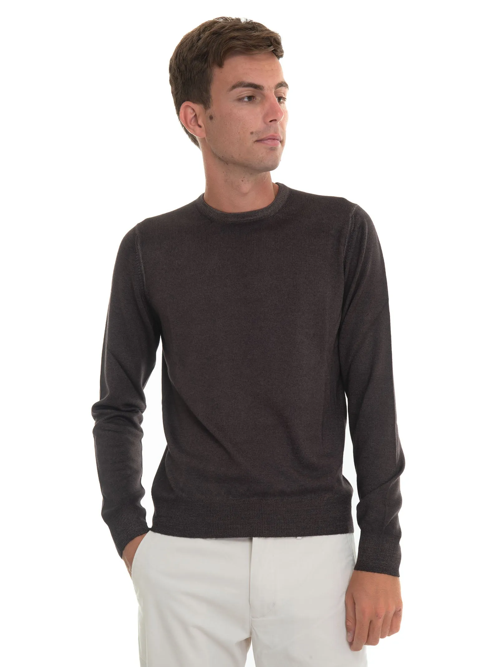 Pullover girocollo Marrone Gran Sasso Uomo