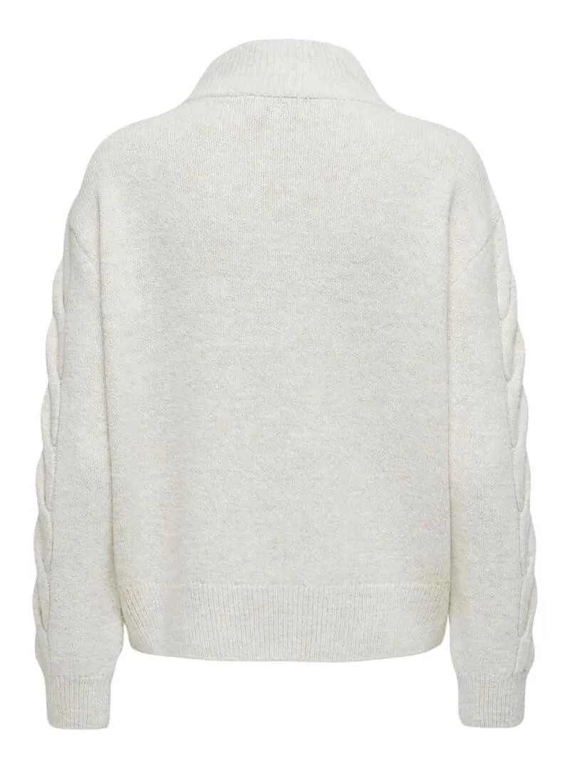 Pullover Only Leise Zip Bianco per Donna