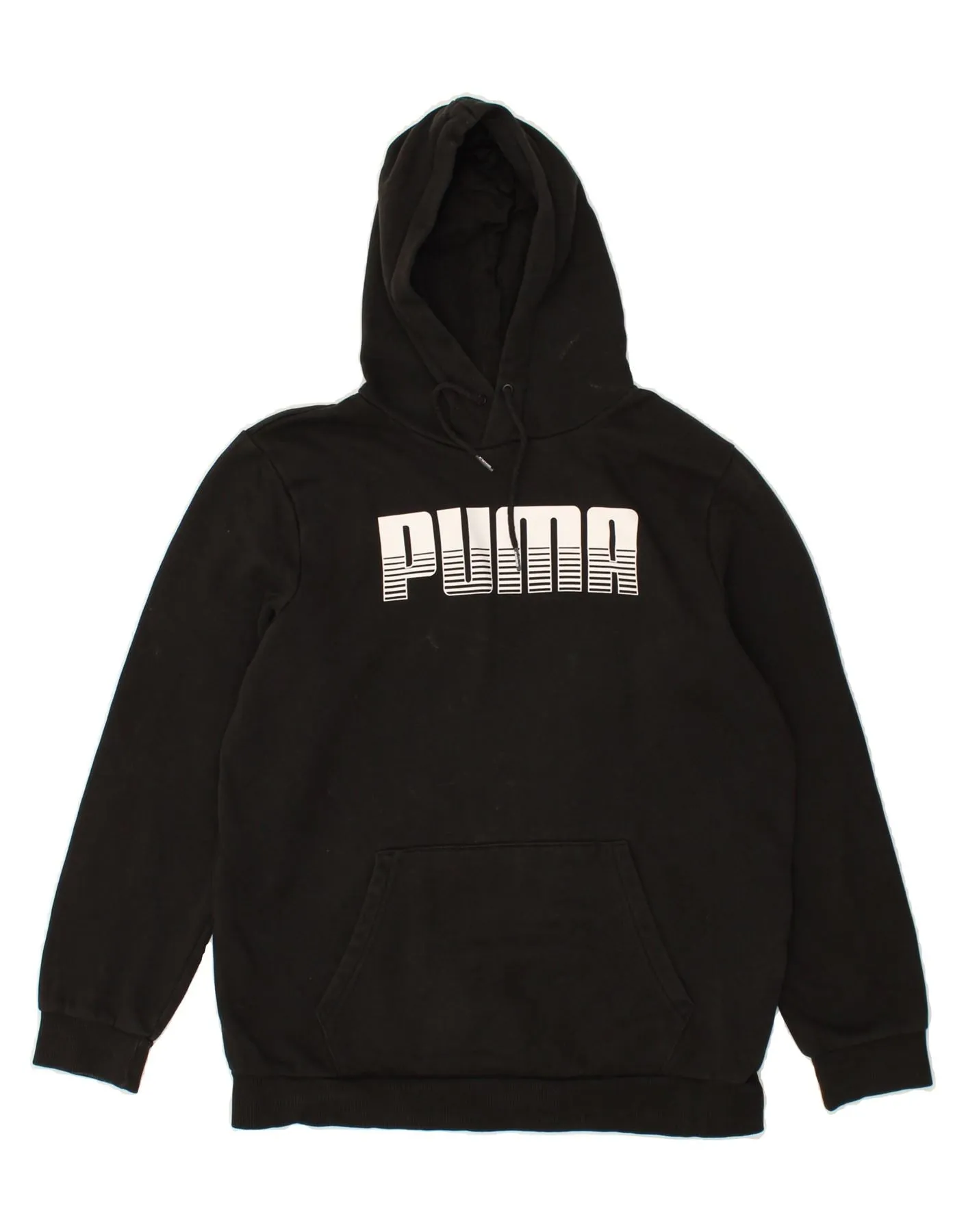PUMA Mens Graphic Hoodie Jumper Medium Black Cotton