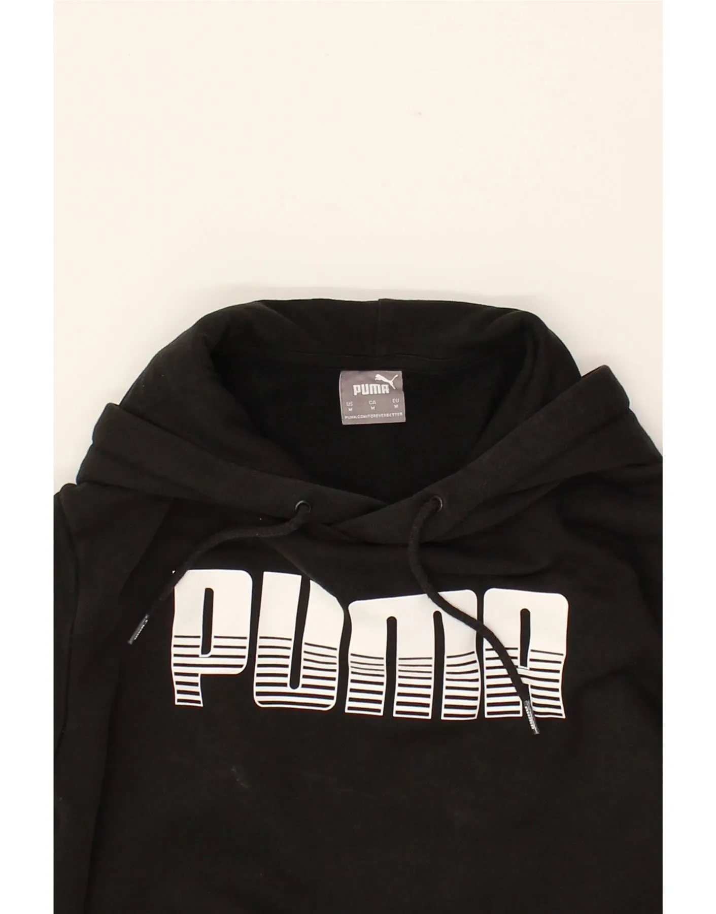 PUMA Mens Graphic Hoodie Jumper Medium Black Cotton