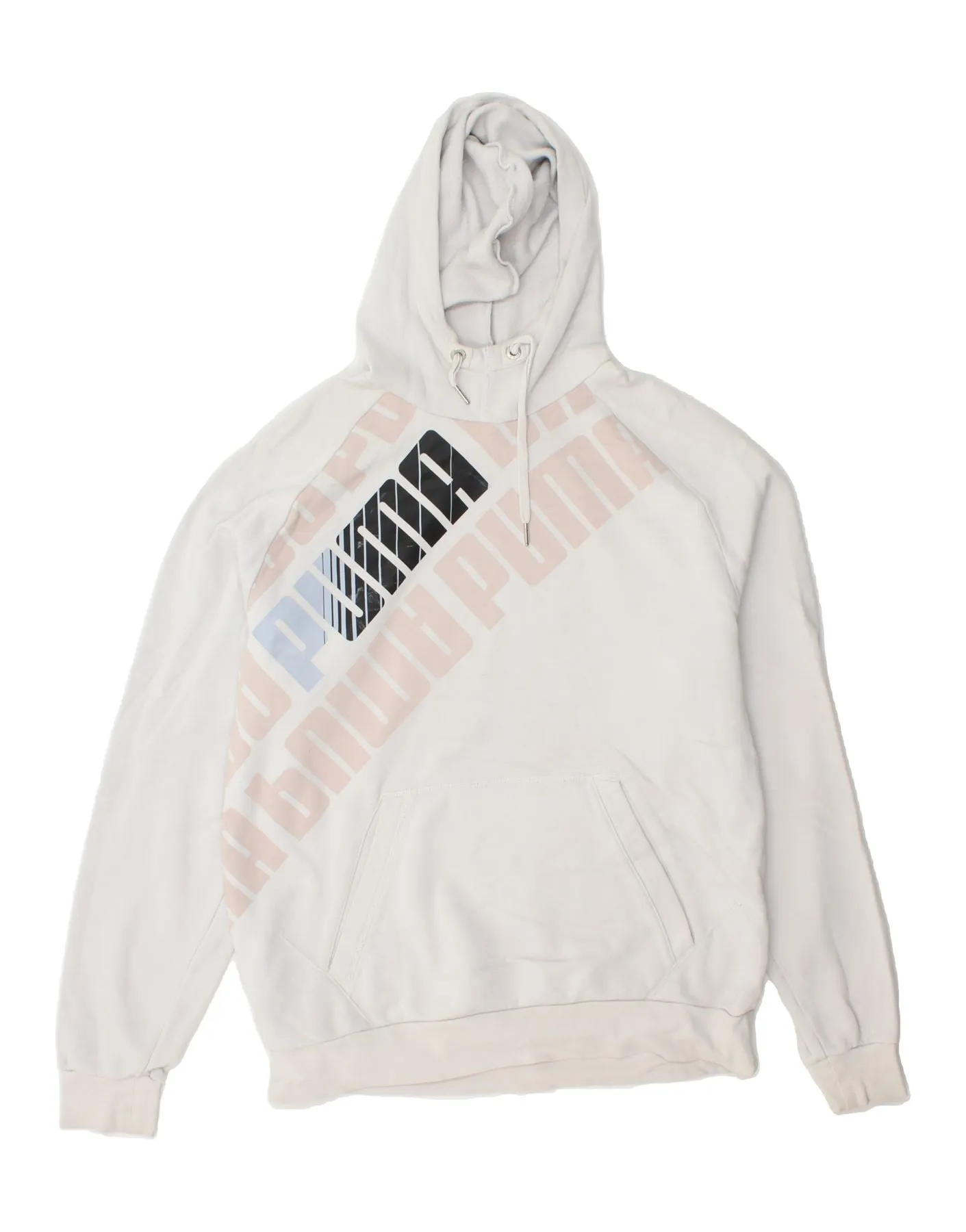 PUMA Mens Graphic Hoodie Jumper XL White Cotton