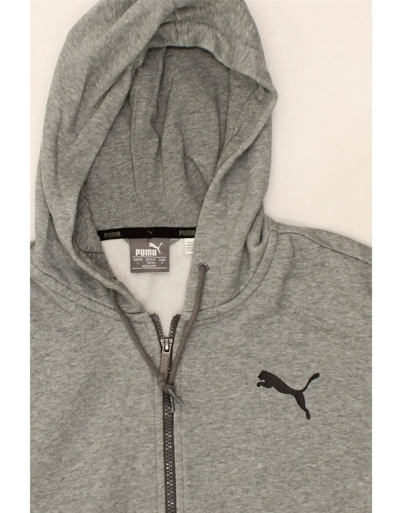 PUMA Mens Zip Hoodie Sweater Large Grey Cotton