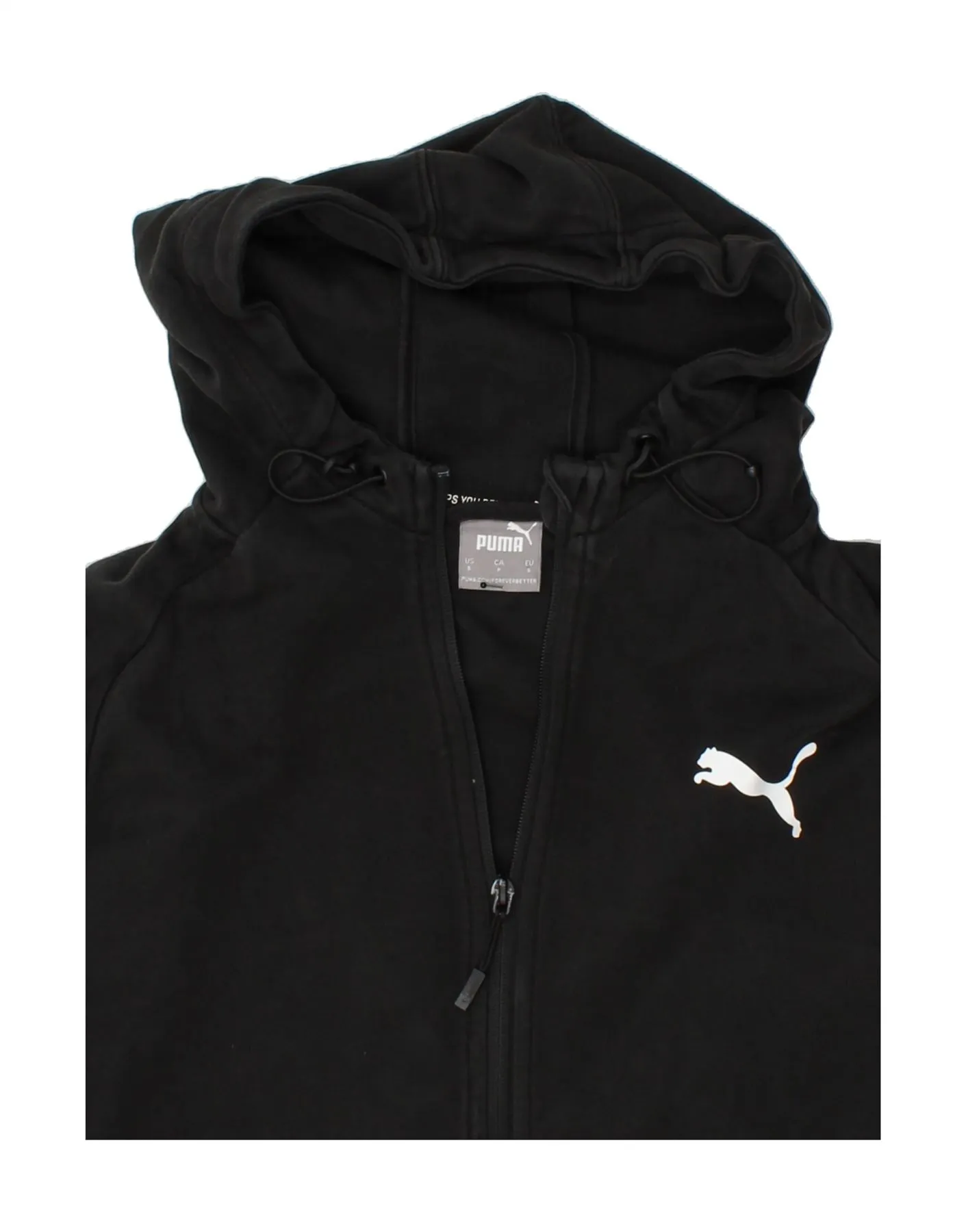PUMA Mens Zip Hoodie Sweater Small Black Cotton