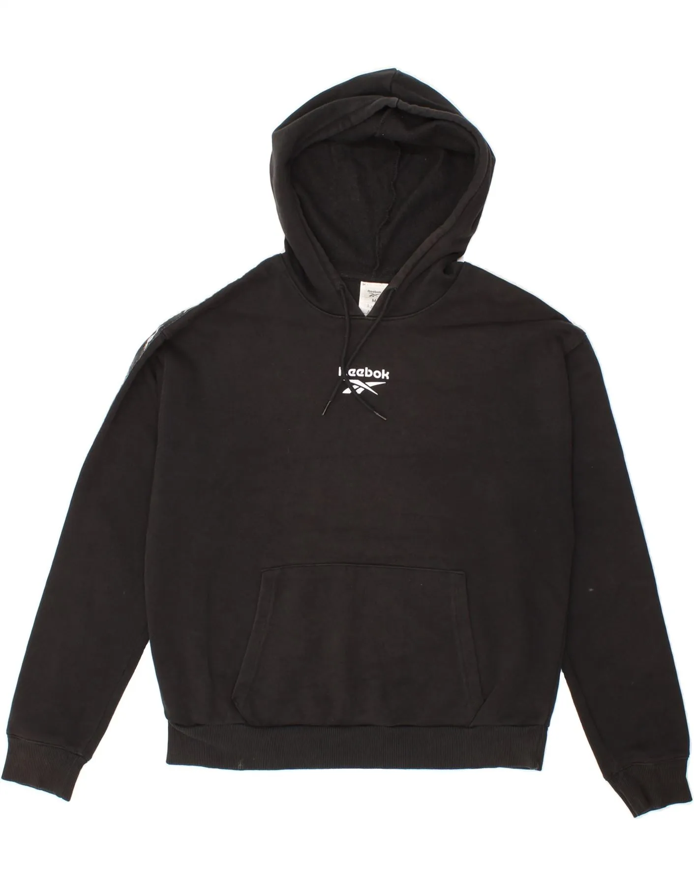 REEBOK Mens Graphic Hoodie Jumper Medium Black Cotton