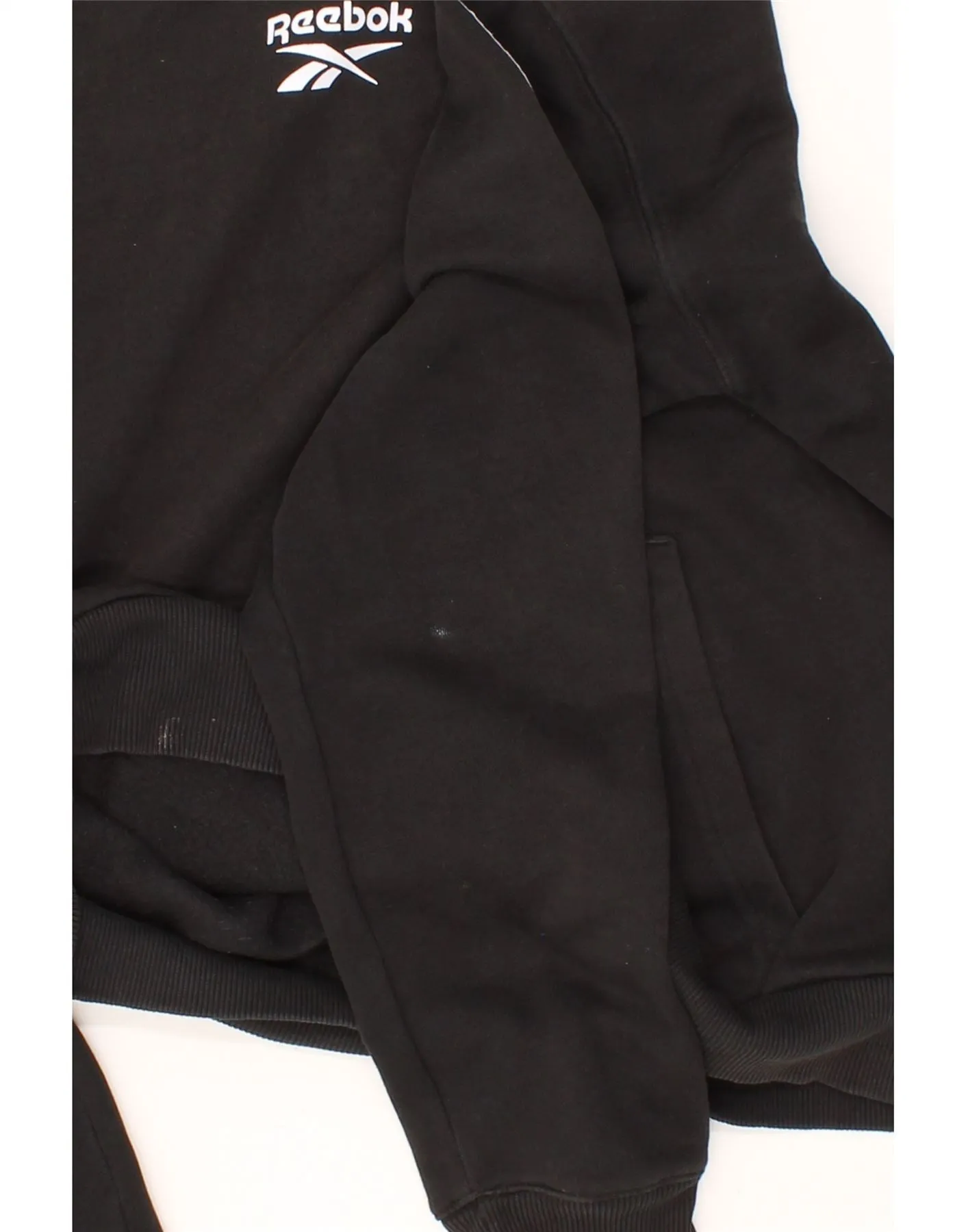 REEBOK Mens Graphic Hoodie Jumper Medium Black Cotton