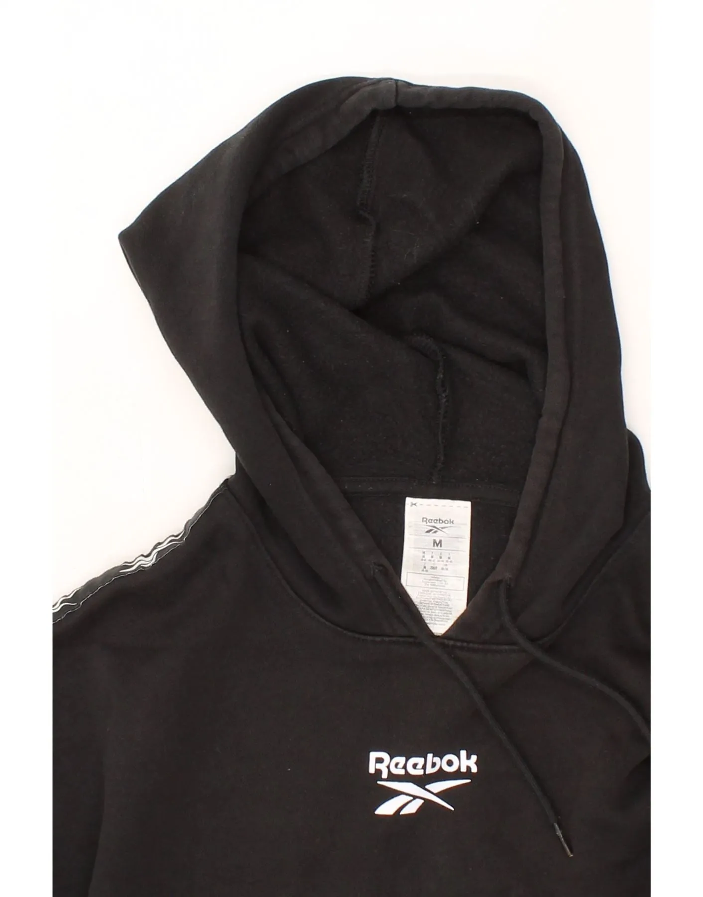 REEBOK Mens Graphic Hoodie Jumper Medium Black Cotton