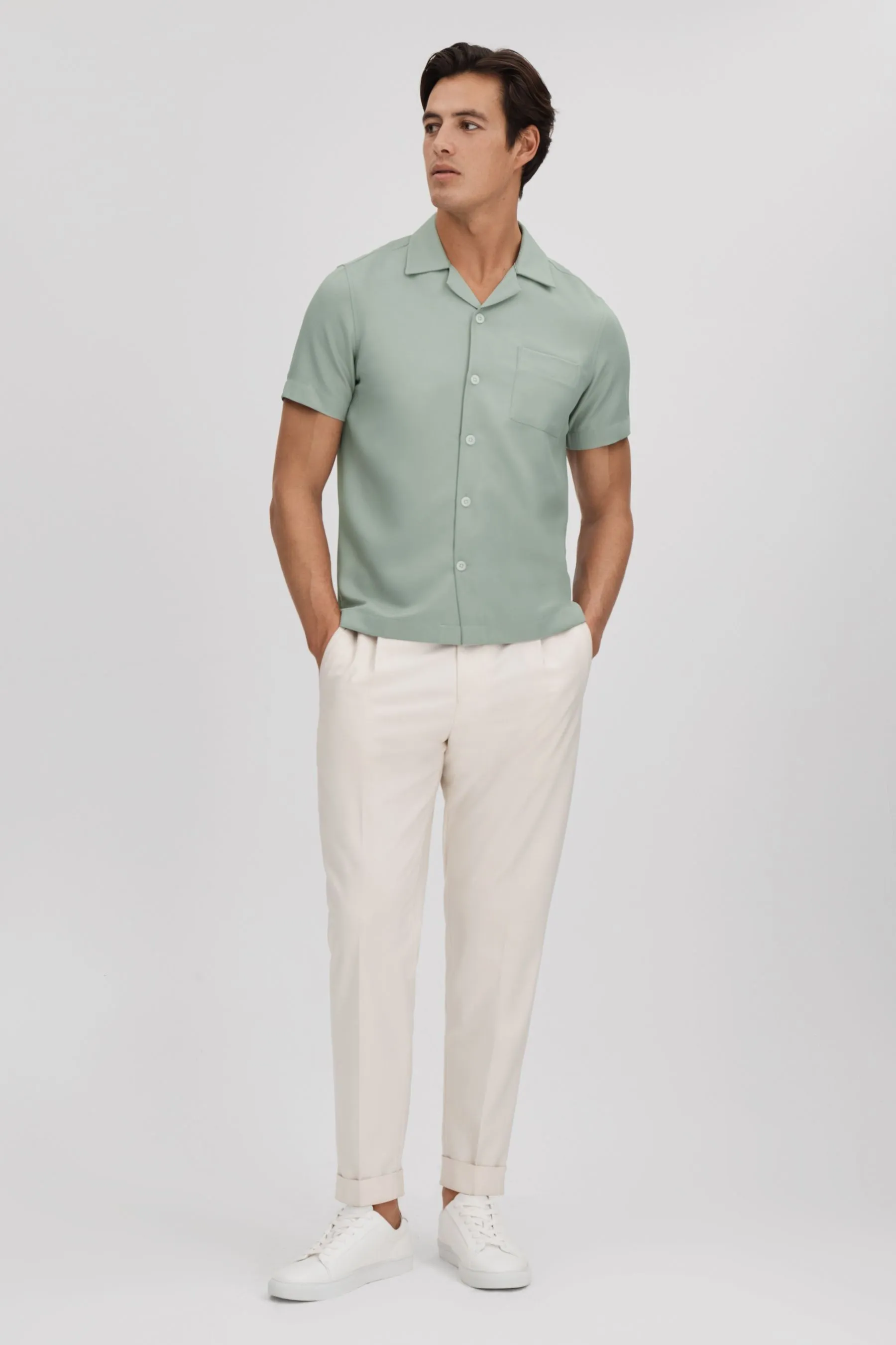 Reiss Tokyo Cuban Collar Button Through Shirt    