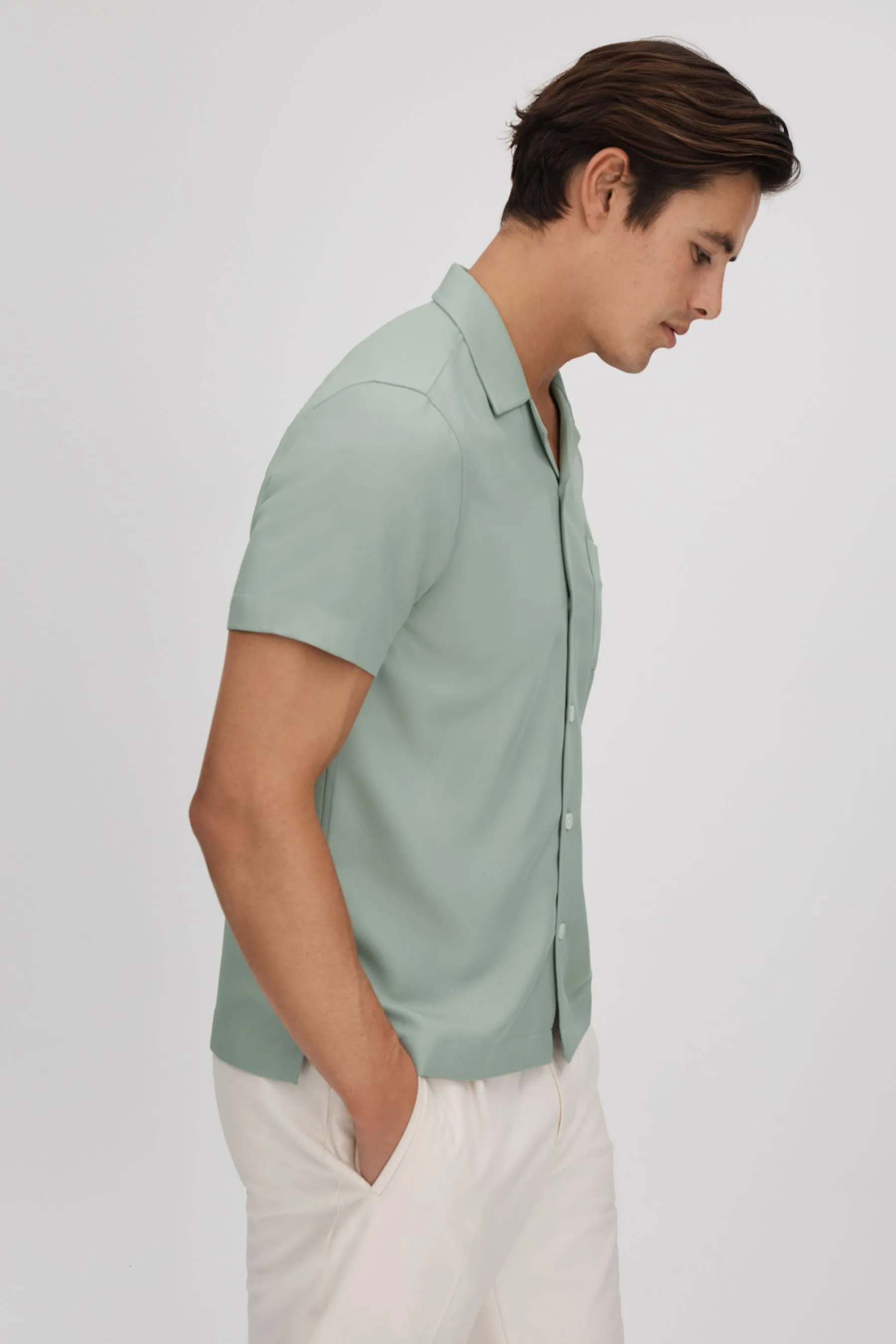 Reiss Tokyo Cuban Collar Button Through Shirt    
